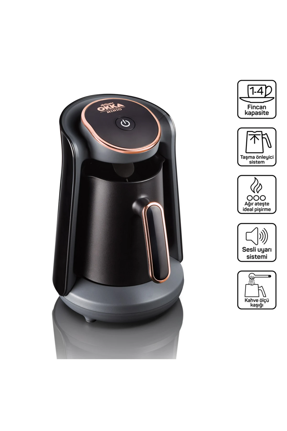 Okka Minio Türk Kahvesi Makinesi 4 Fincan Kapasiteli Bakır - OK004