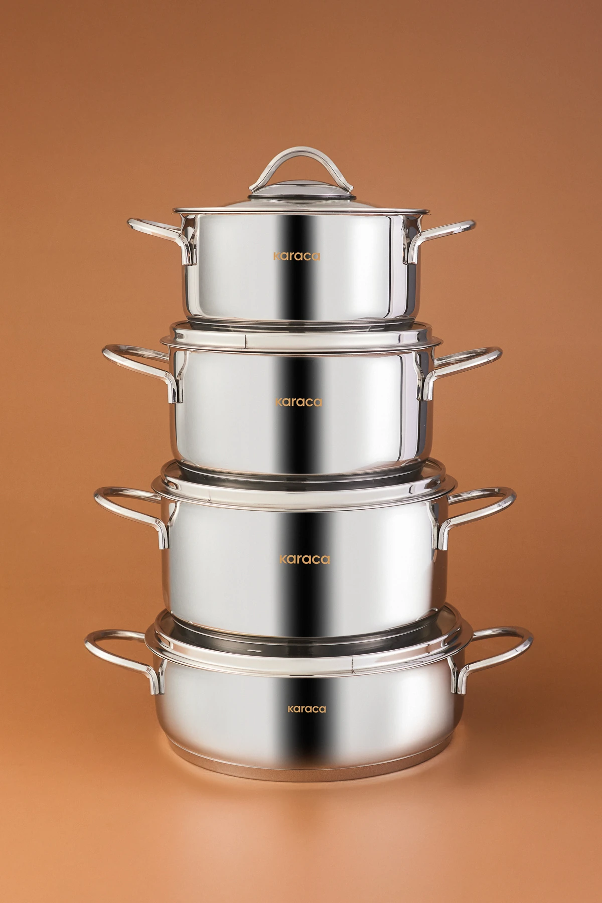 KARACA TENCERE SETI 8 PARCA POWERSTEEL 316+ PEKIN CELIK 8683650276739