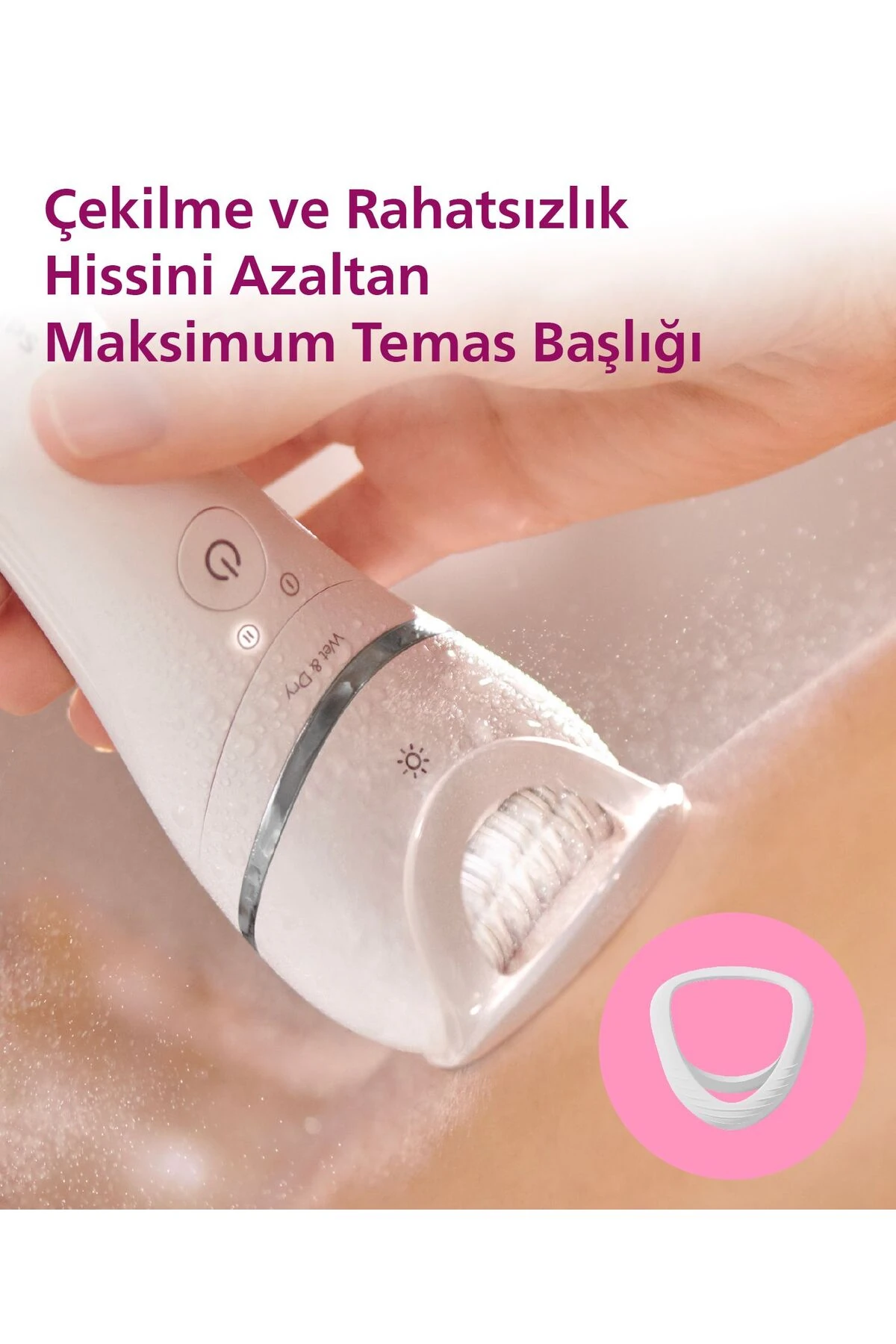 BRE700/05 Epilatör (Yüz+Koltuk altı+Bikini Bölgesi+Bacak)Islak-Kuru,Işıklı,Kablosuz