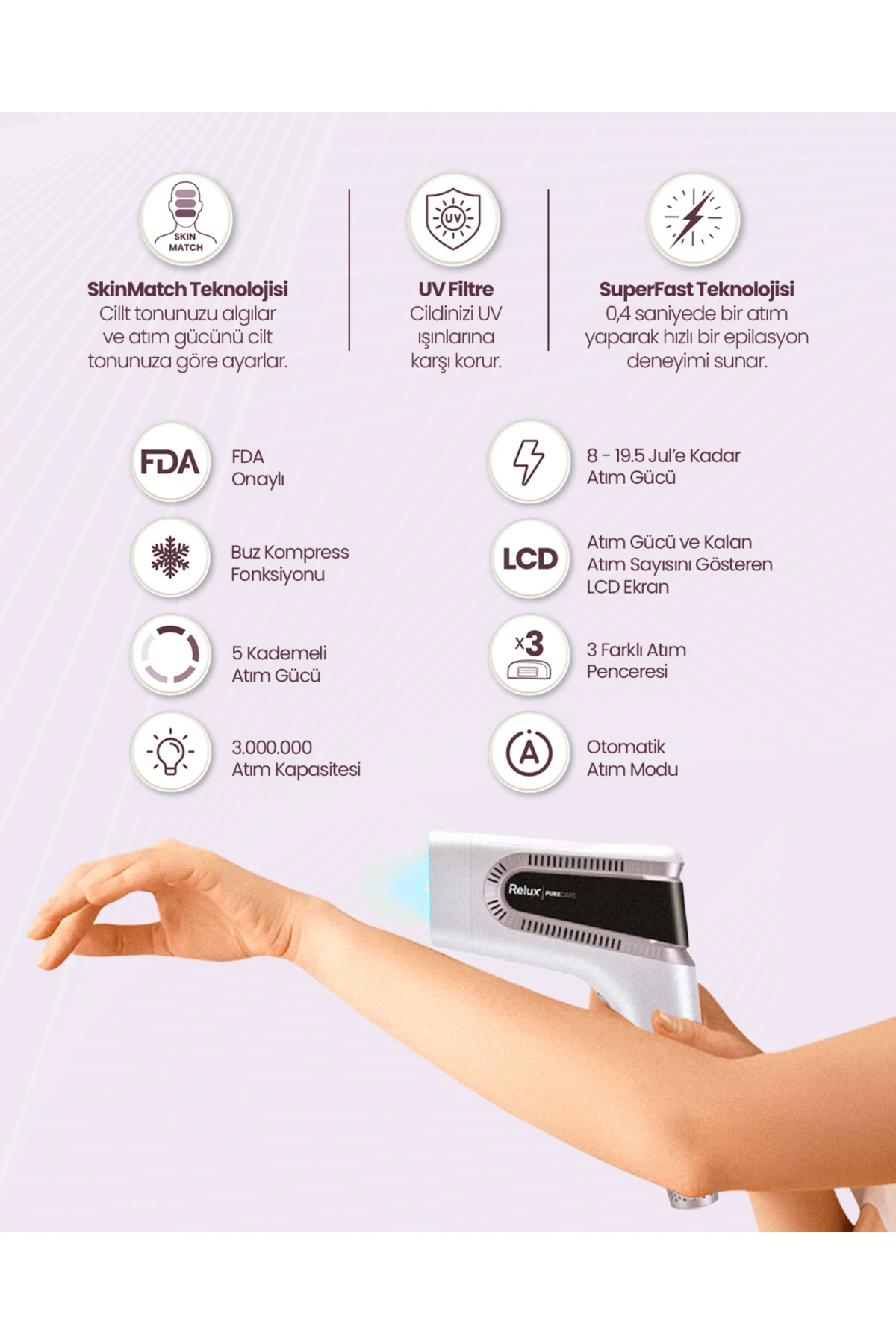 IPL9950 SkinMatch PureCare 3.000.000 Atım IPL Lazer Epilasyon Cihazı