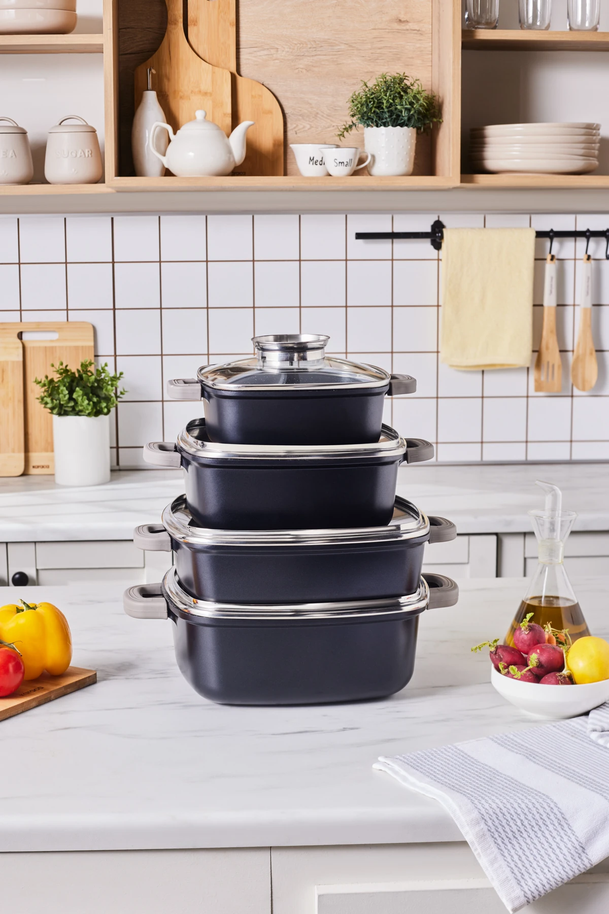 TENCERE SET 8 PARCA BIODIAMOND SONEVA SIYAH 8683650375432