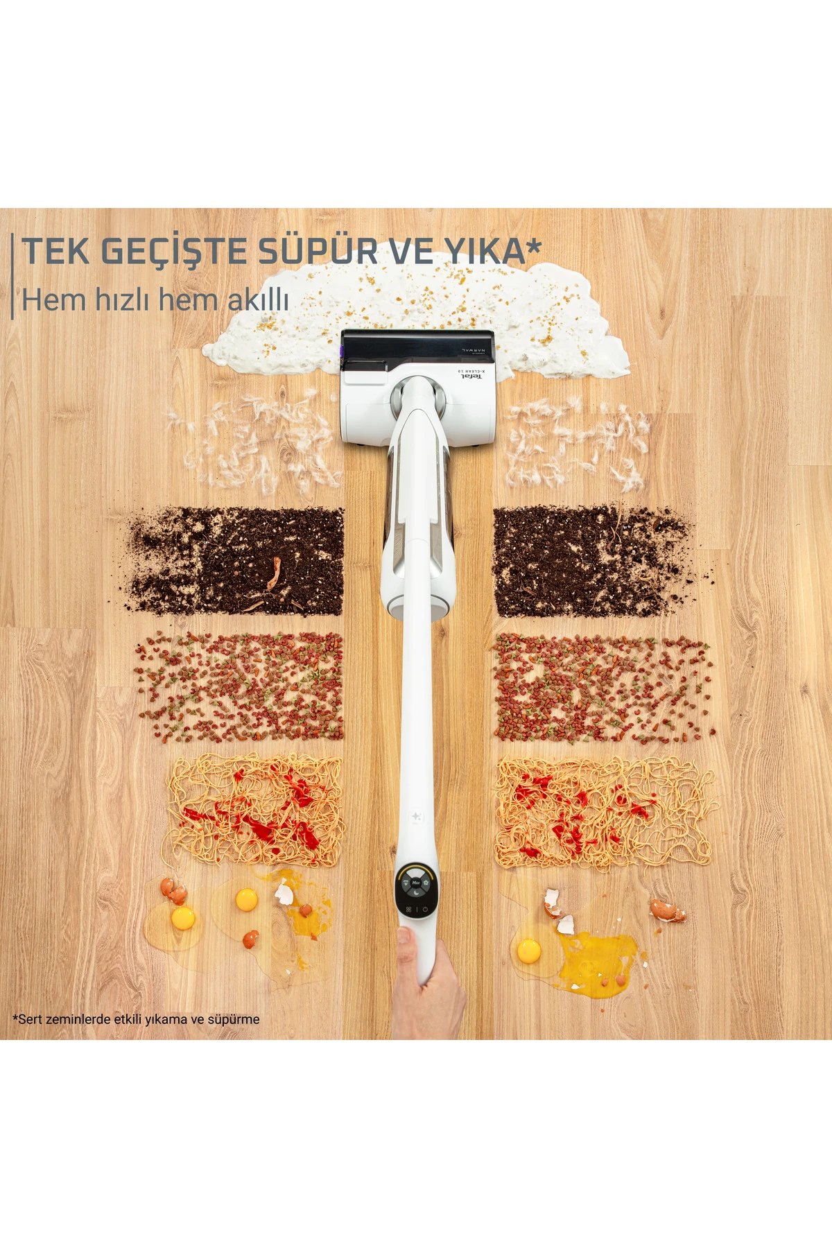 X-Clean 10 Islak Sert Zemin Temizleyici Kablosuz Dikey Süpürge-Kendini Temizler Kurutur - İlave Rulo