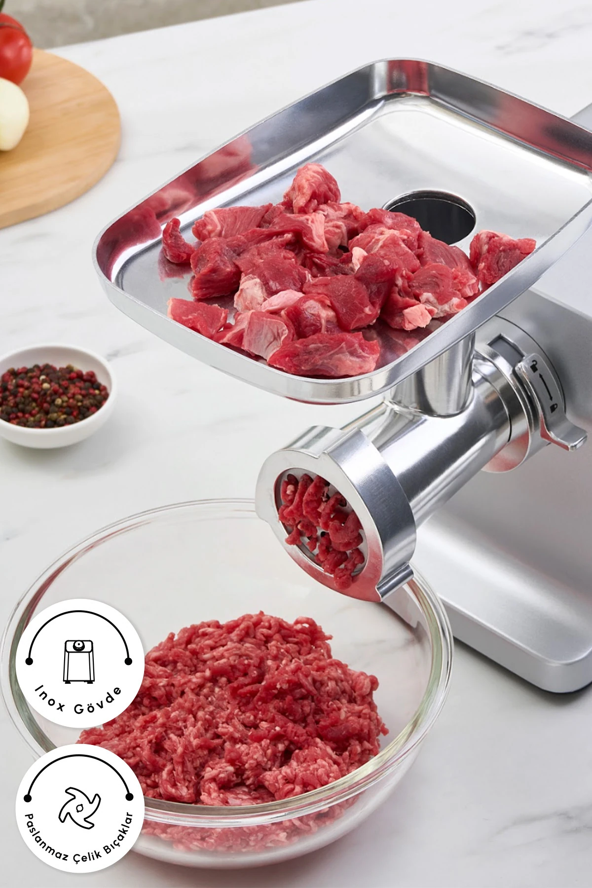 Salça ve Sucuk - Sosis Aparatlı Kıyma Makinesi Inox