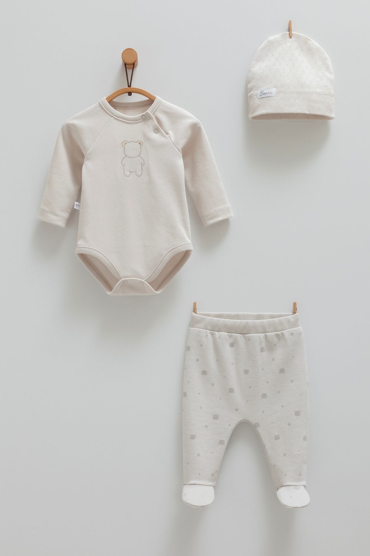Little Emu Cute Bear 3'lü Body Pantolon Şapka