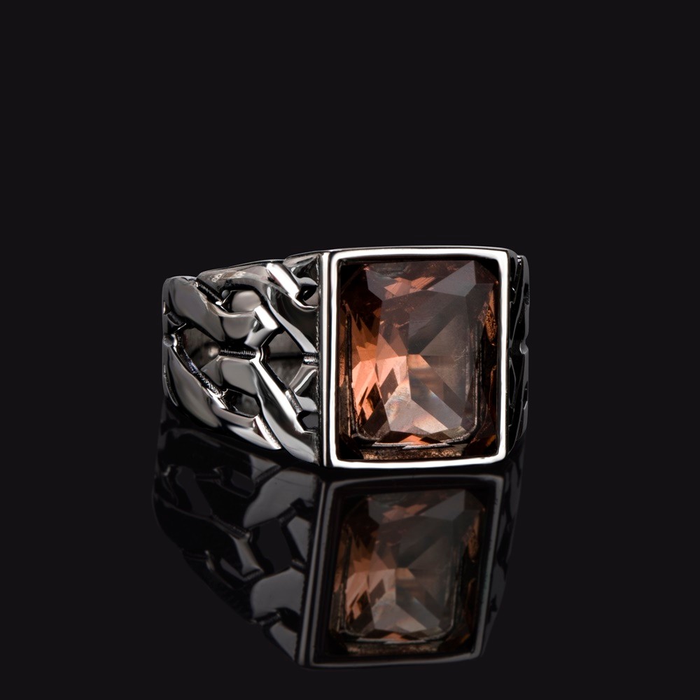 Ring for men silver chain model alexandrite stone