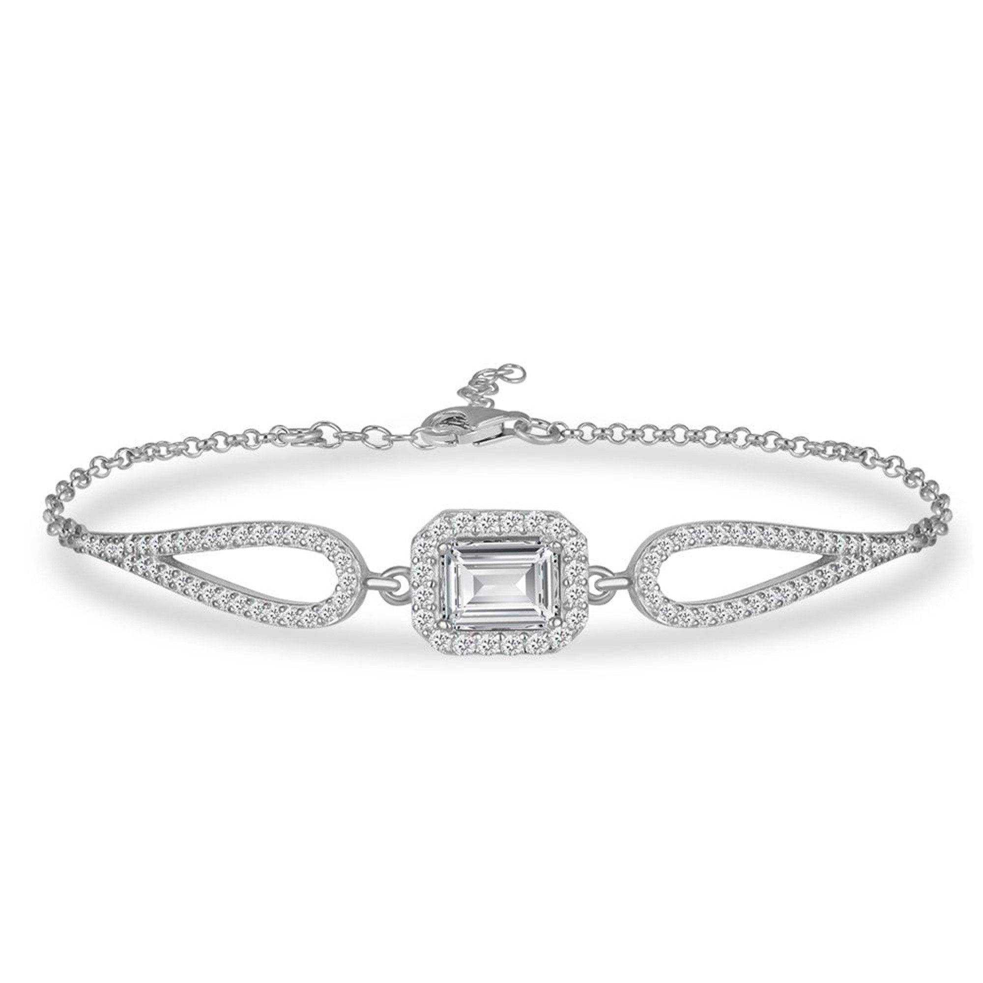 Sterling Silver Women's Bracelet With Zircon