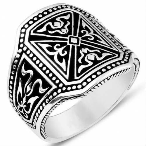 Special motif silver men ring