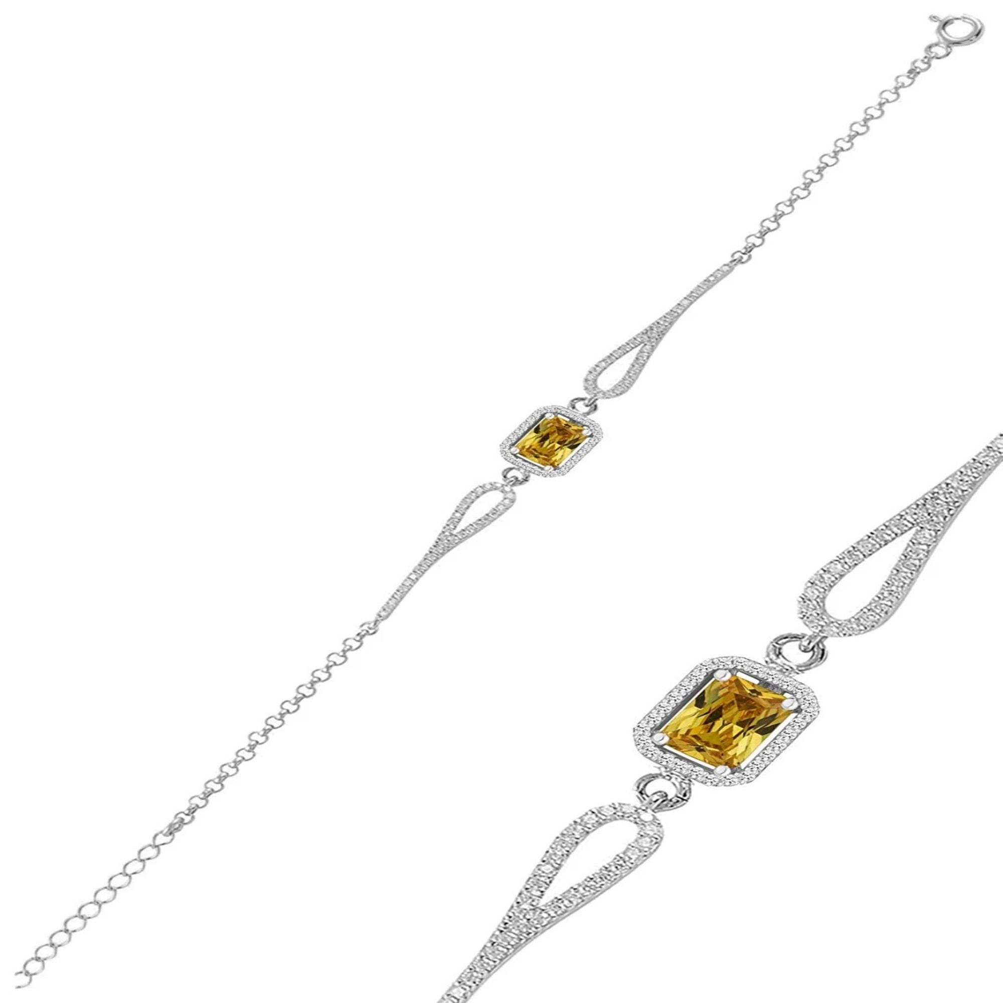 Silver Women's Bracelet With Citrine 