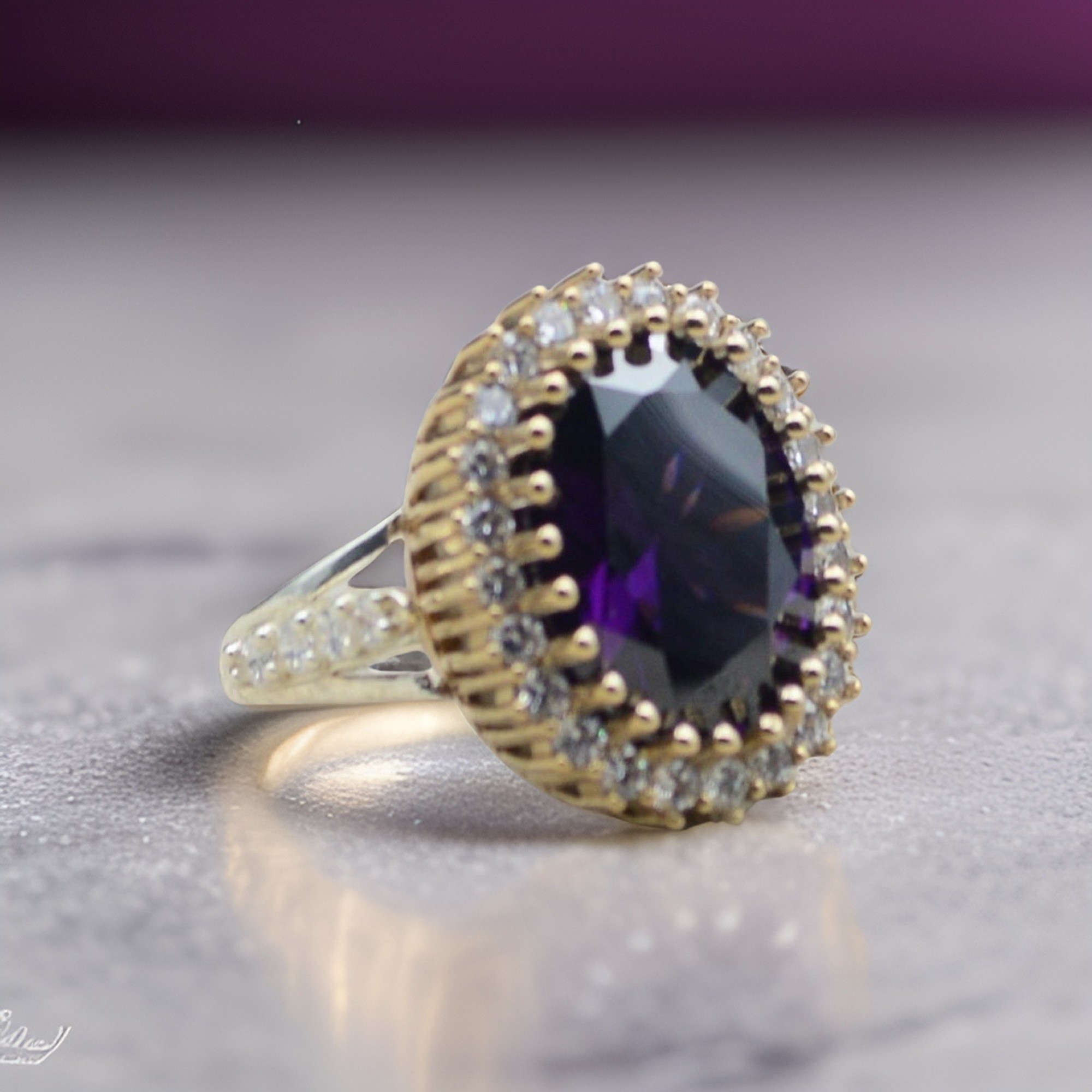 Amethyst Stone Silver Women's ring