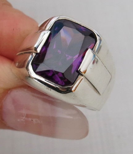 Amethyst sterling silver men's ring