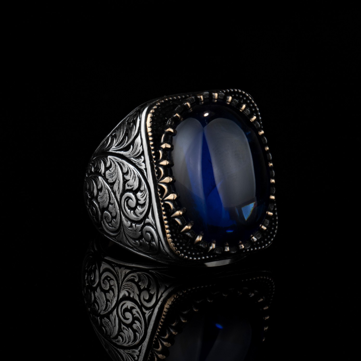 Sapphire Men's Ring Sterling Silver