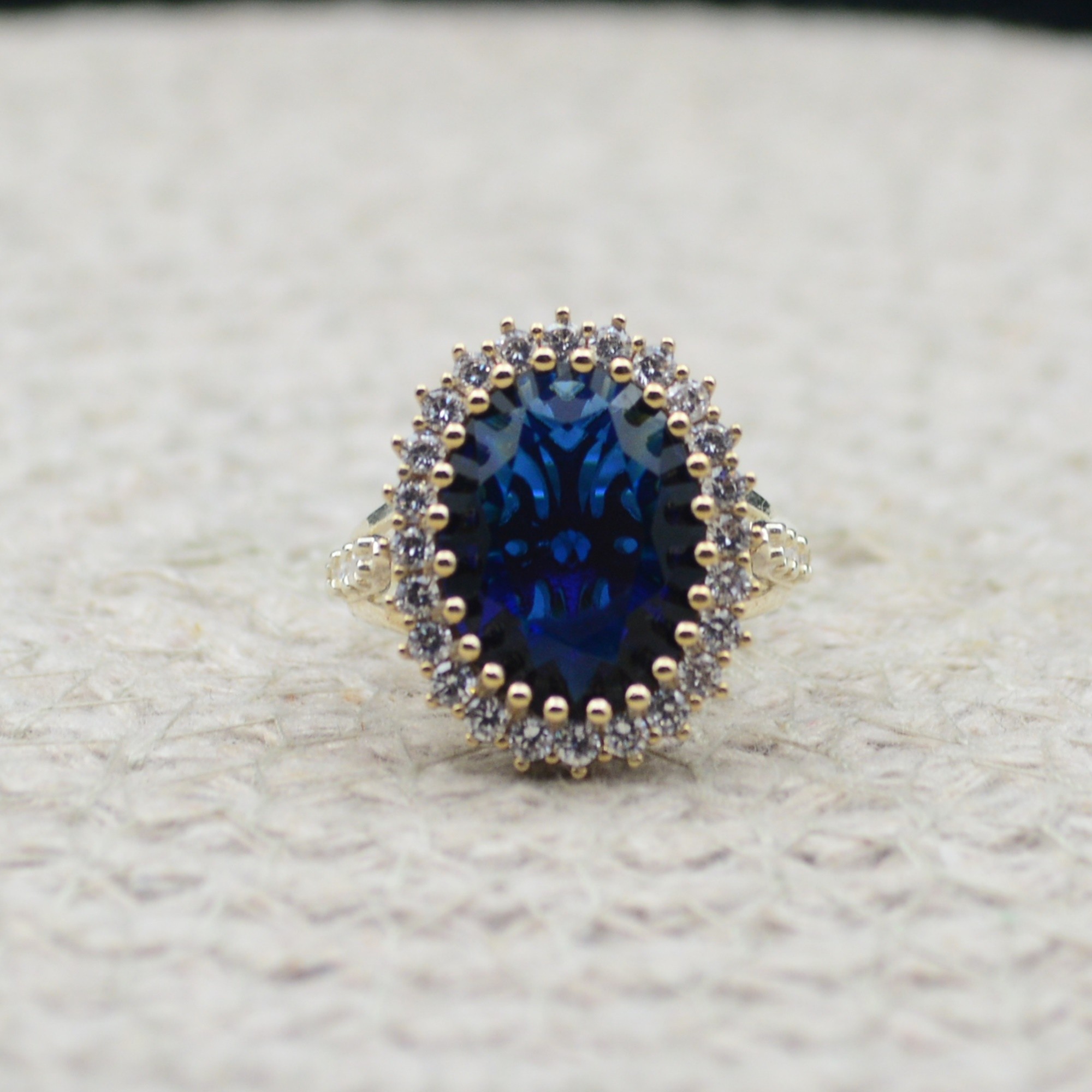 Sapphire Stone Silver Women's Ring