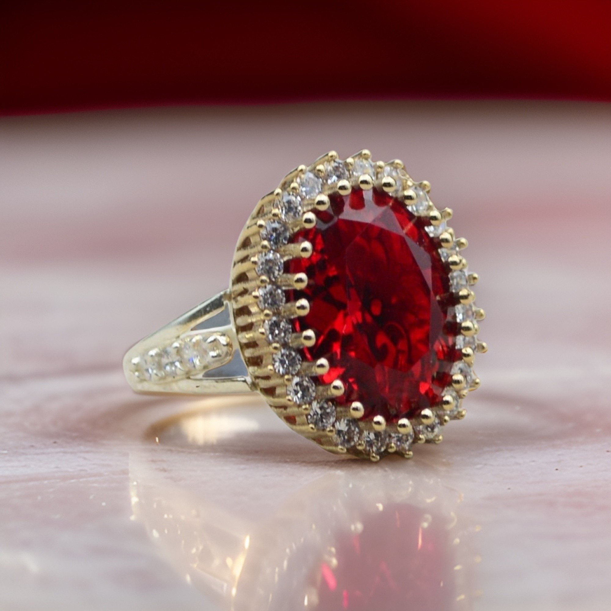 Ruby Stone Women's Ring Sterling Silver