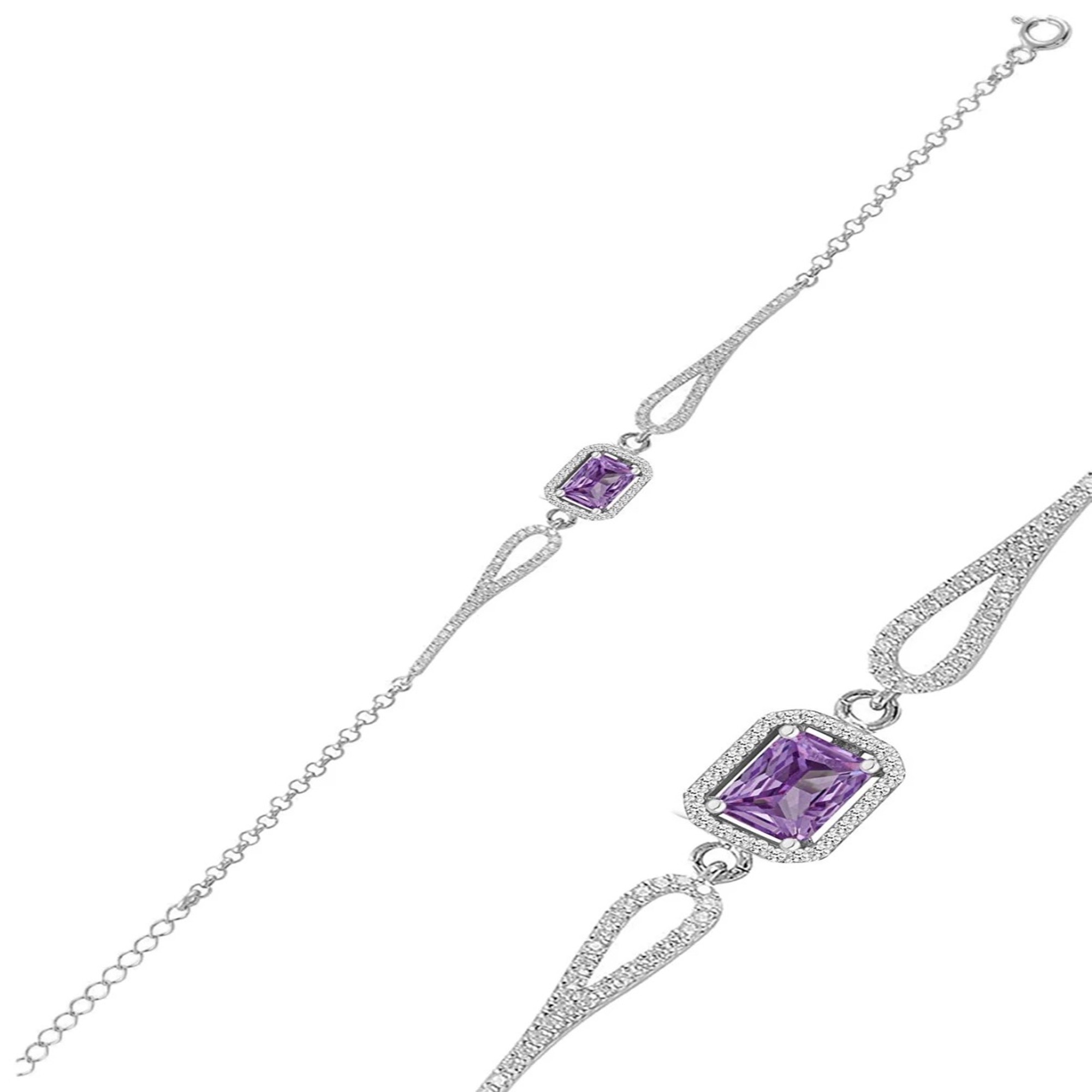 Silver Women's Bracelet With Amethyst