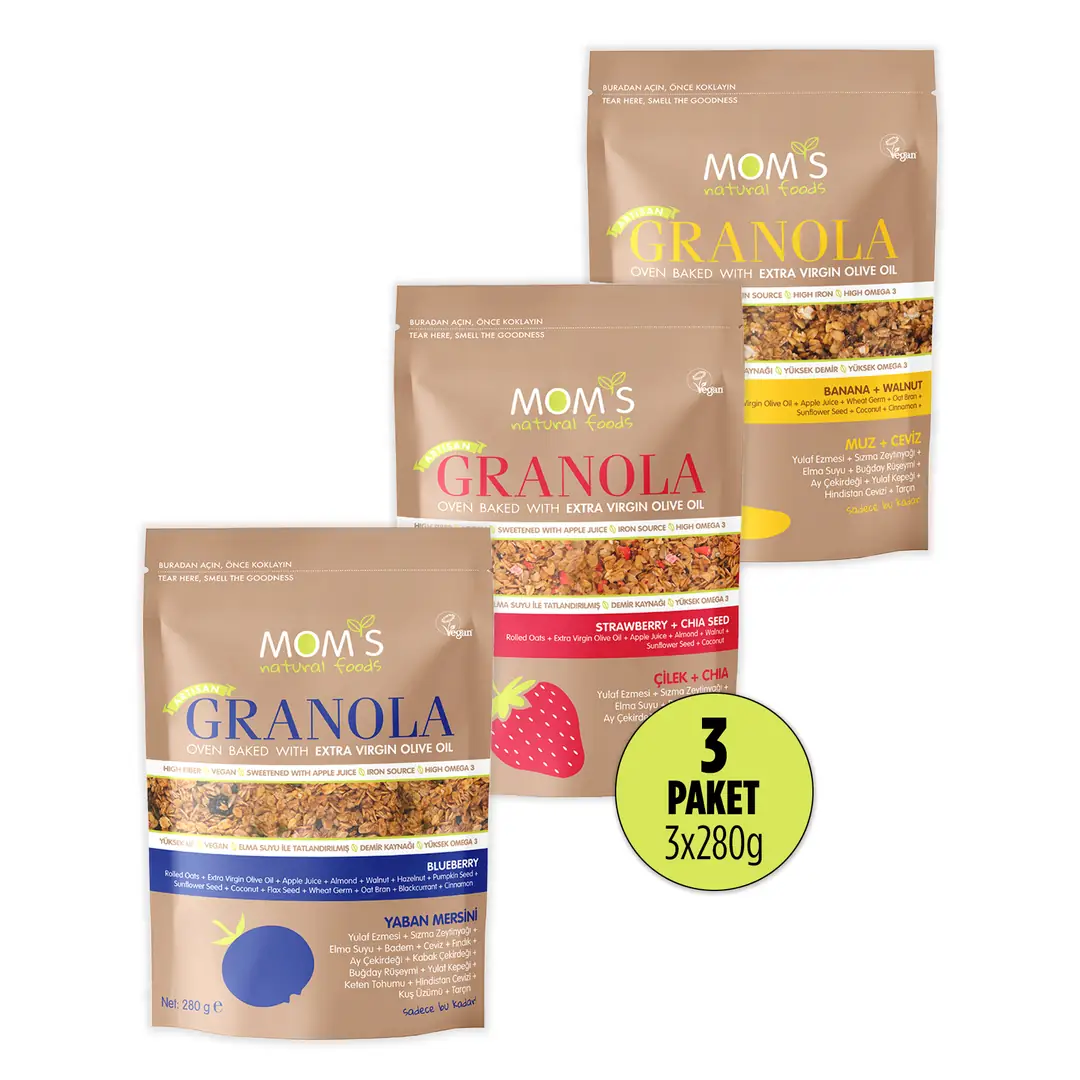 3'lü Granola Muz Ceviz - Çilek Chia - Yaban Mersinli 3x280g