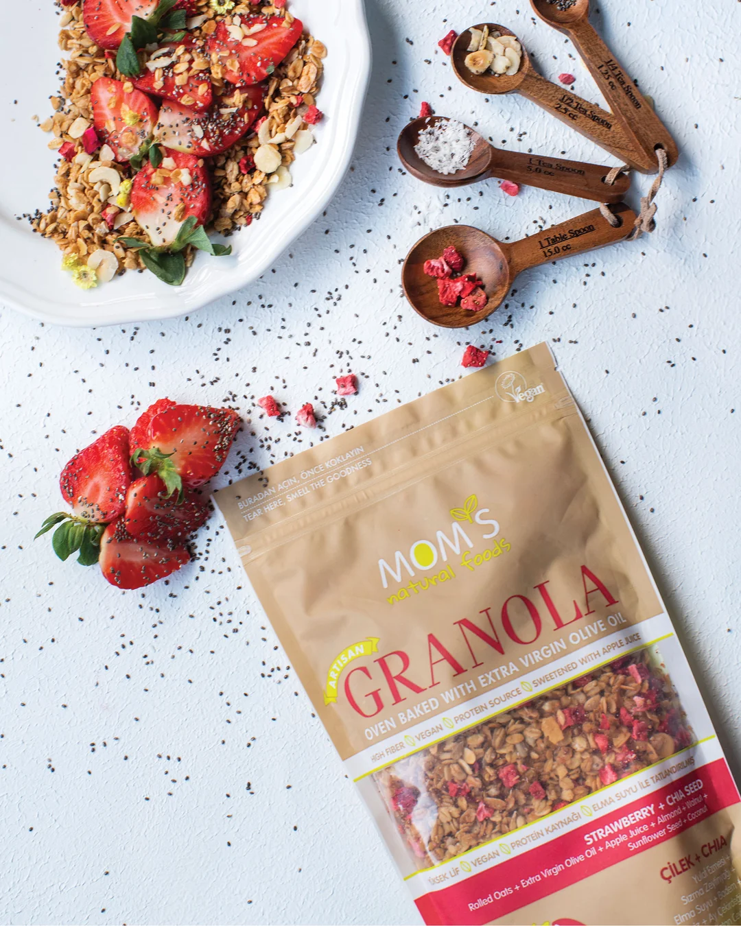 3'lü Granola Kakao Fındık - Çilek Chia - Yaban Mersinli 3x360g