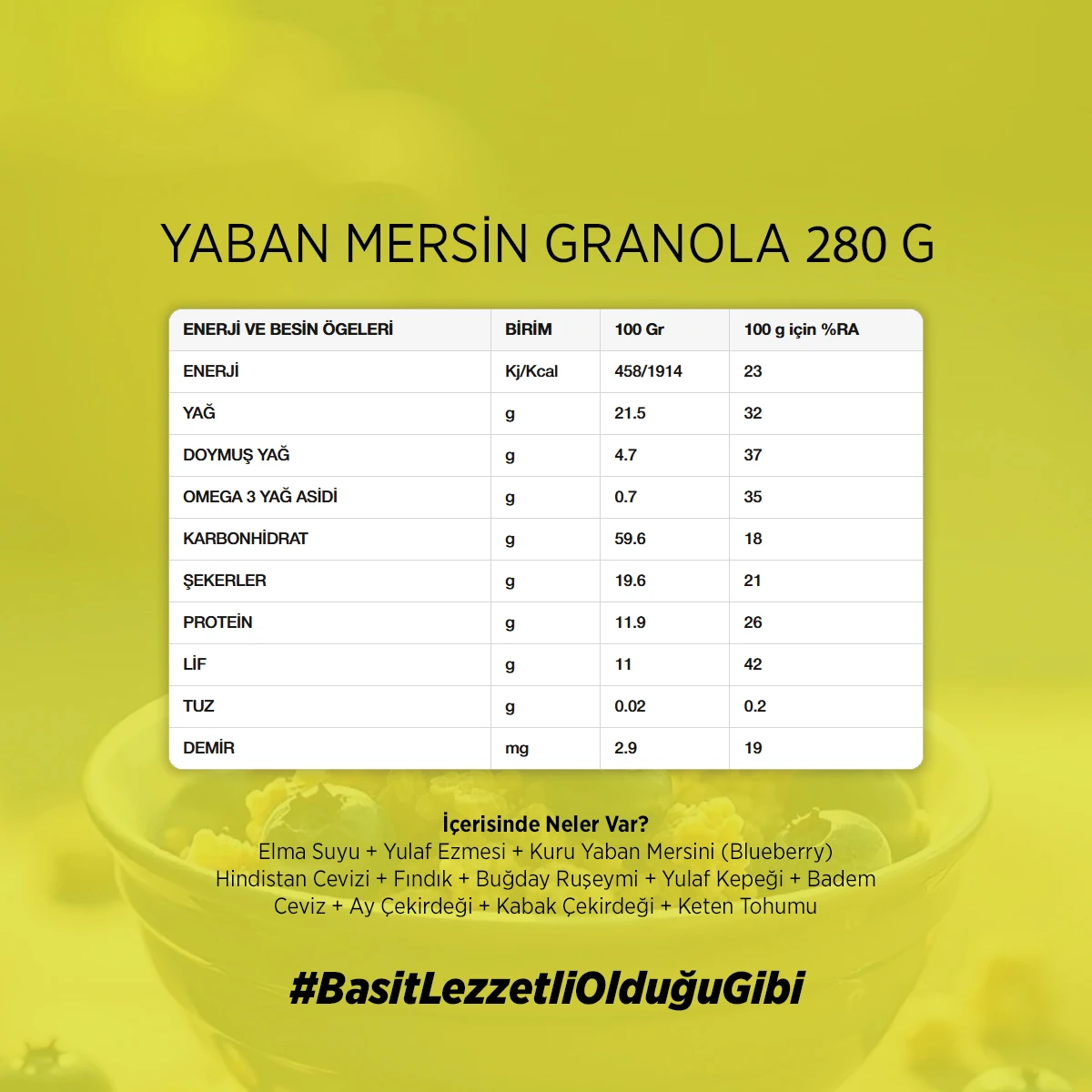 Yaban Mersinli GRANOLA 280g