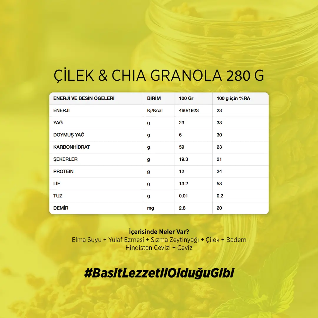 3'lü Granola Kakao Fındık - Çilek Chia - Yaban Mersinli 3x280g