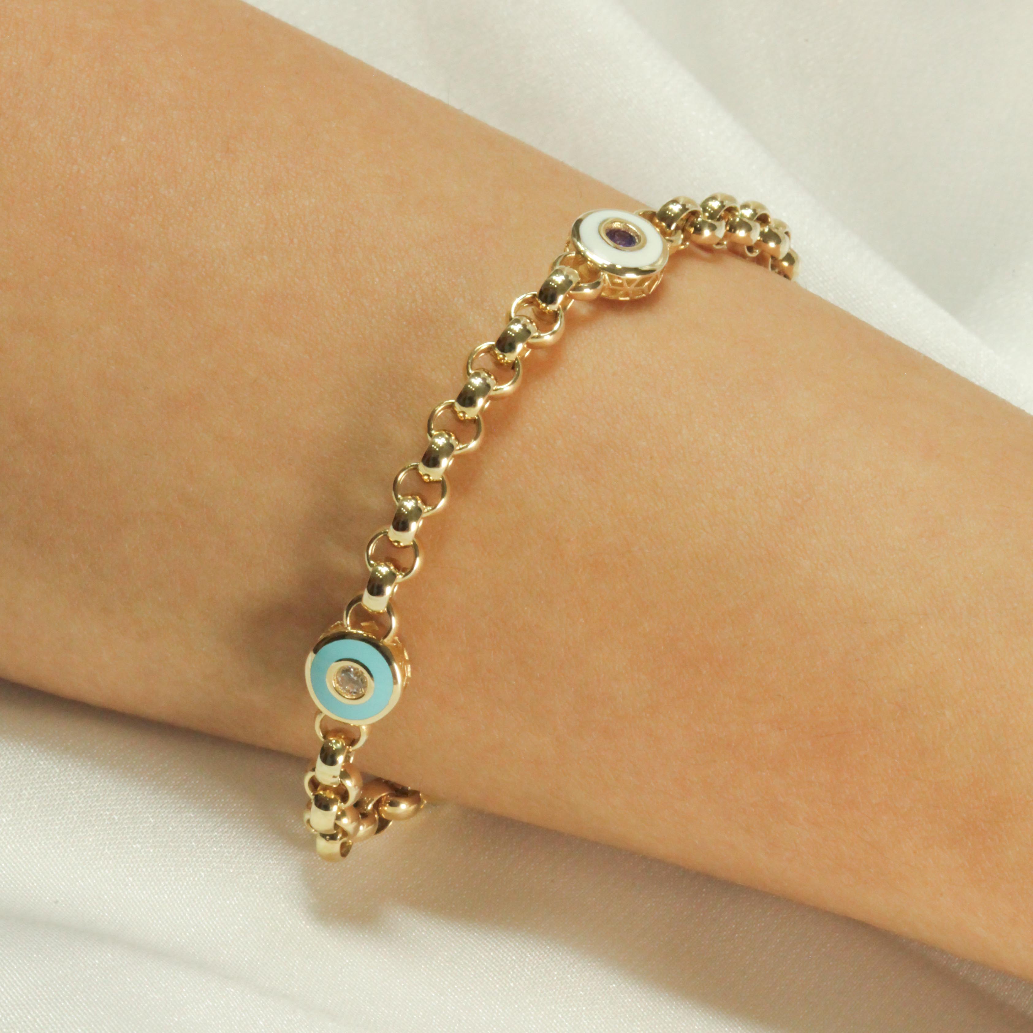 14 Ayar Cetaş Nazar Figürlü Fortuna Koleksiyonu Bileklik