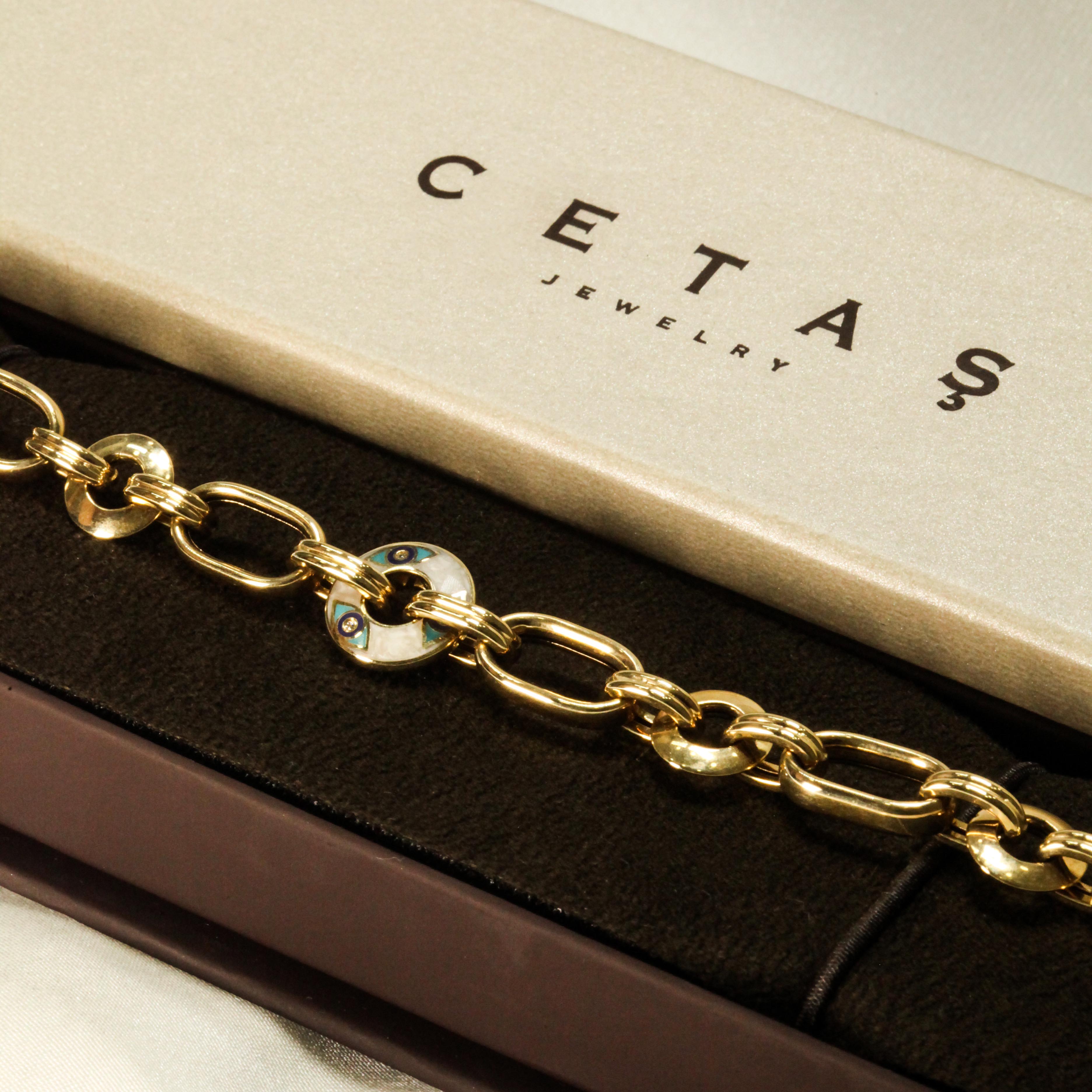 14 Ayar Cetaş Nazar Figürlü Fortuna Koleksiyonu Bileklik