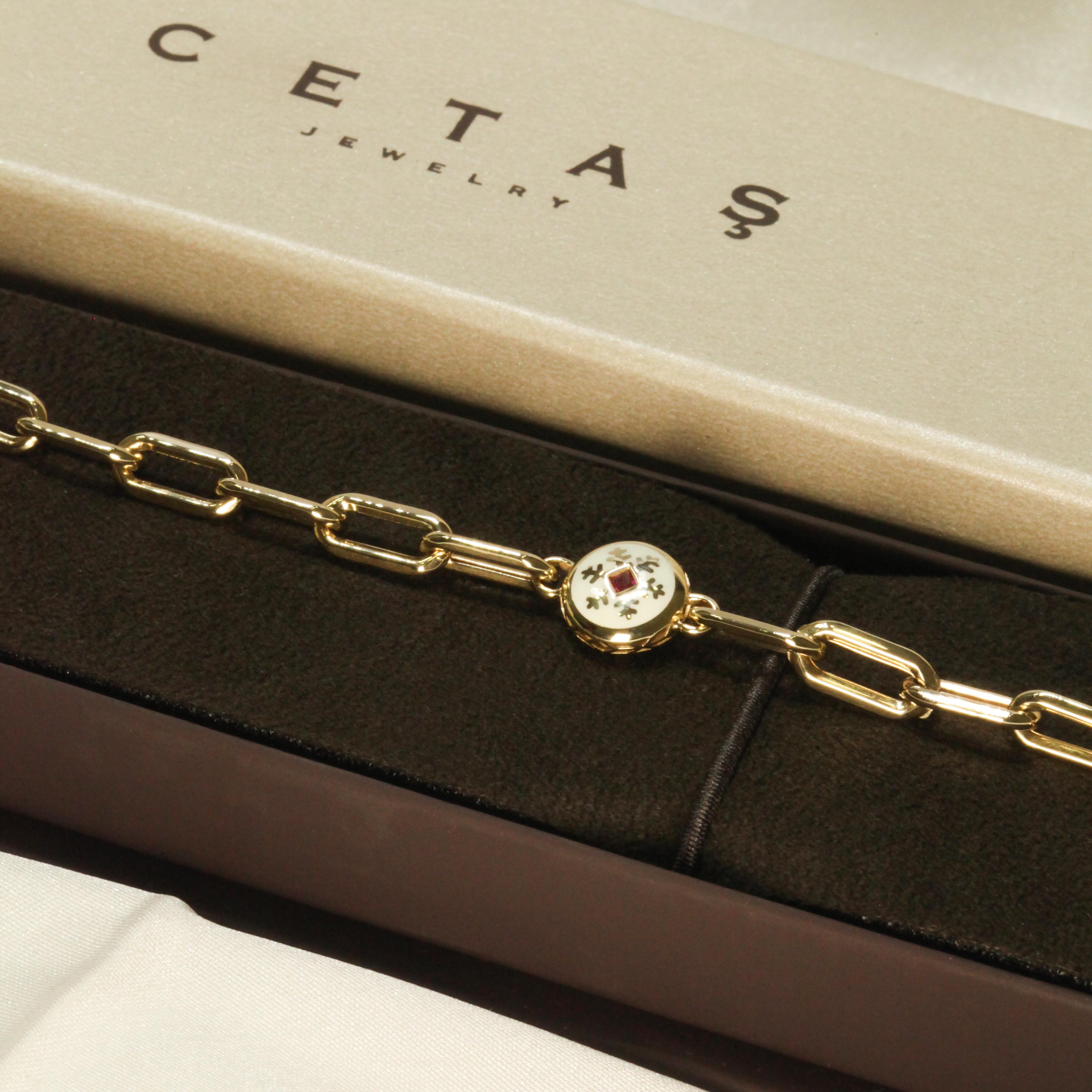 14 Ayar Cetaş Beyaz Mineli Bileklik