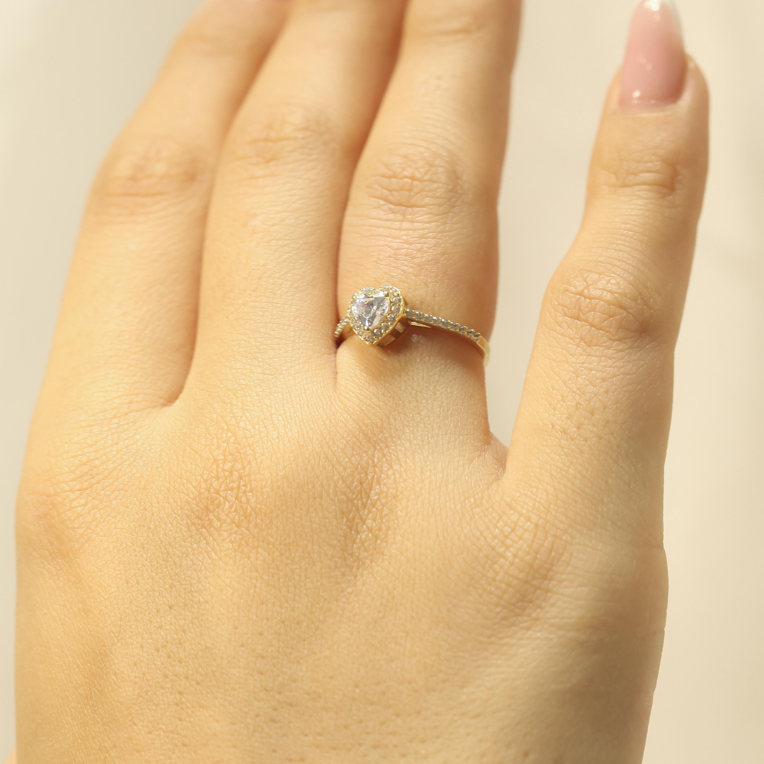 14 Ayar Kalp Baget Yüzük