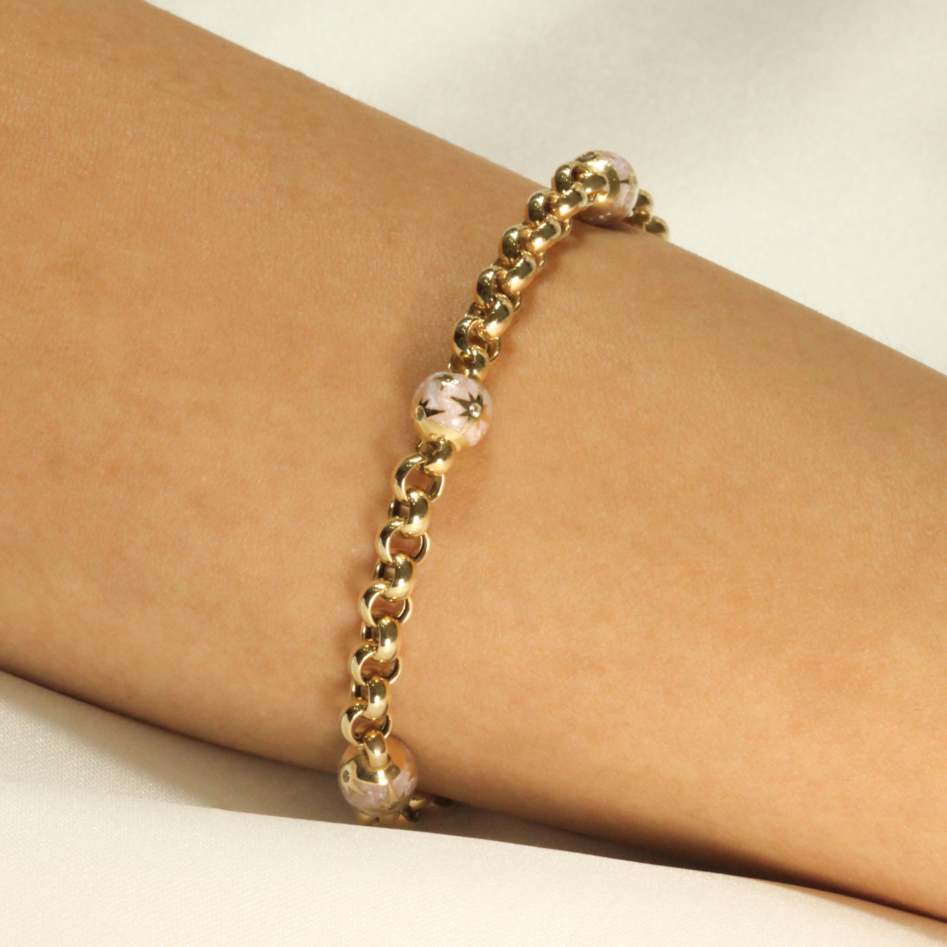 14 Ayar Cetaş Beyaz Mineli Bileklik