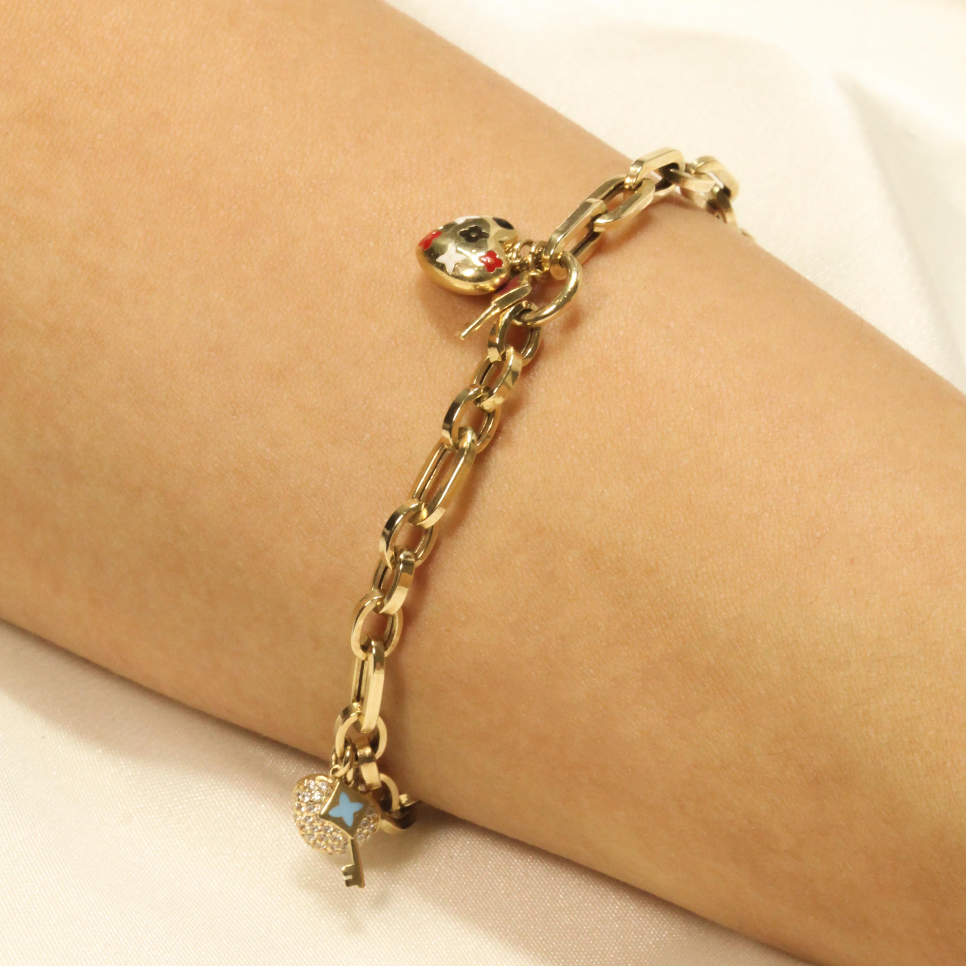 14 Ayar Cetaş Anahtar Charmlı Bileklik