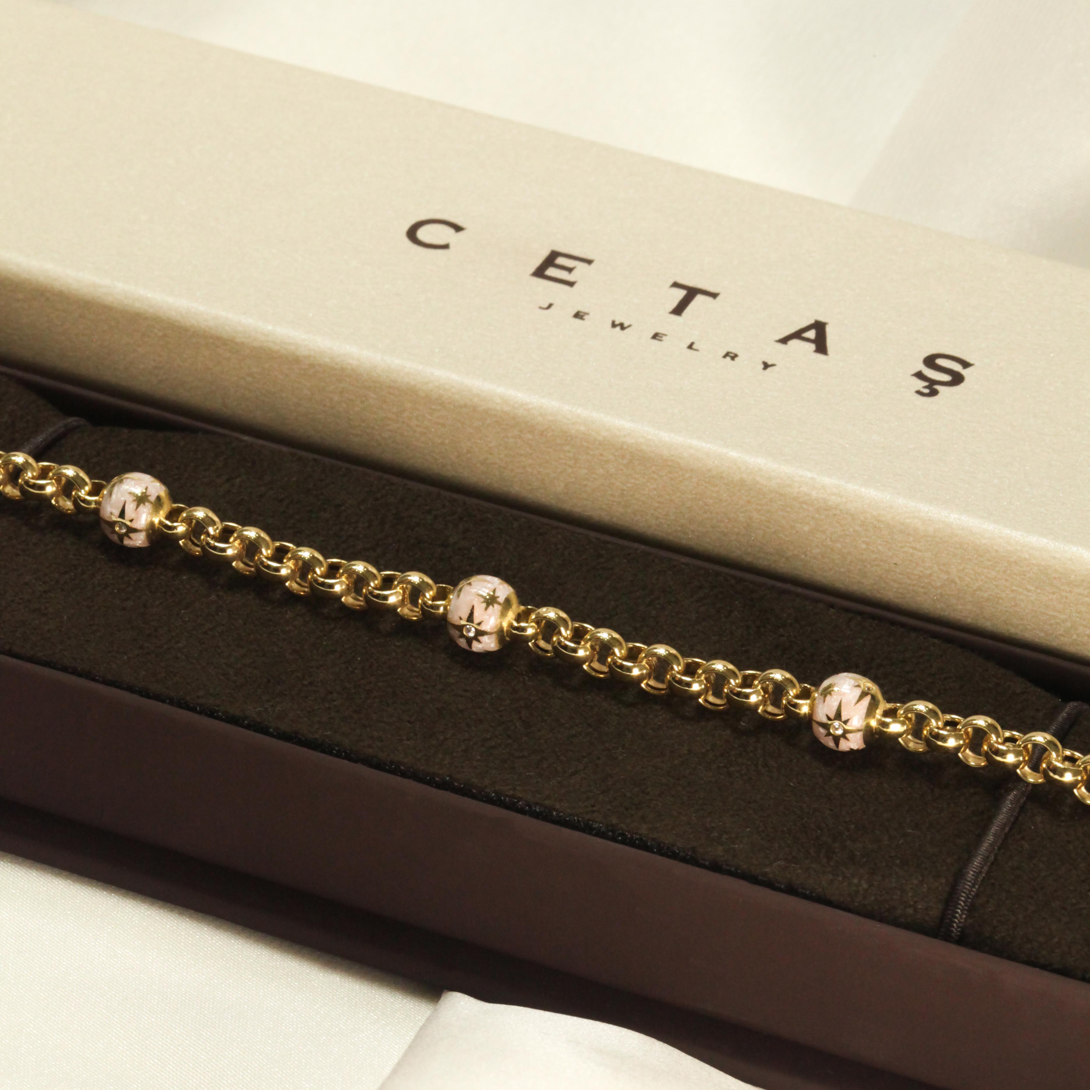 14 Ayar Cetaş Beyaz Mineli Bileklik