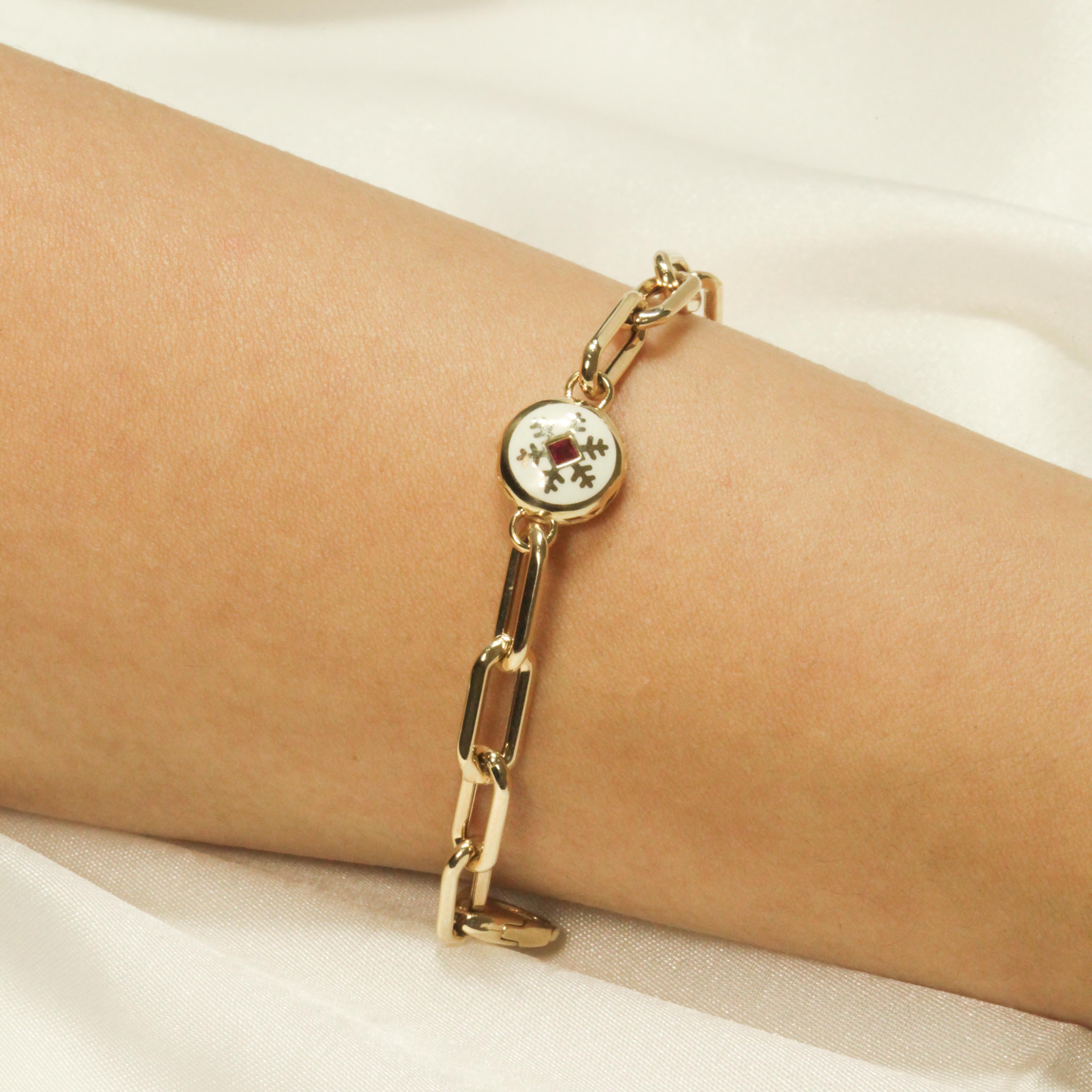 14 Ayar Cetaş Beyaz Mineli Bileklik