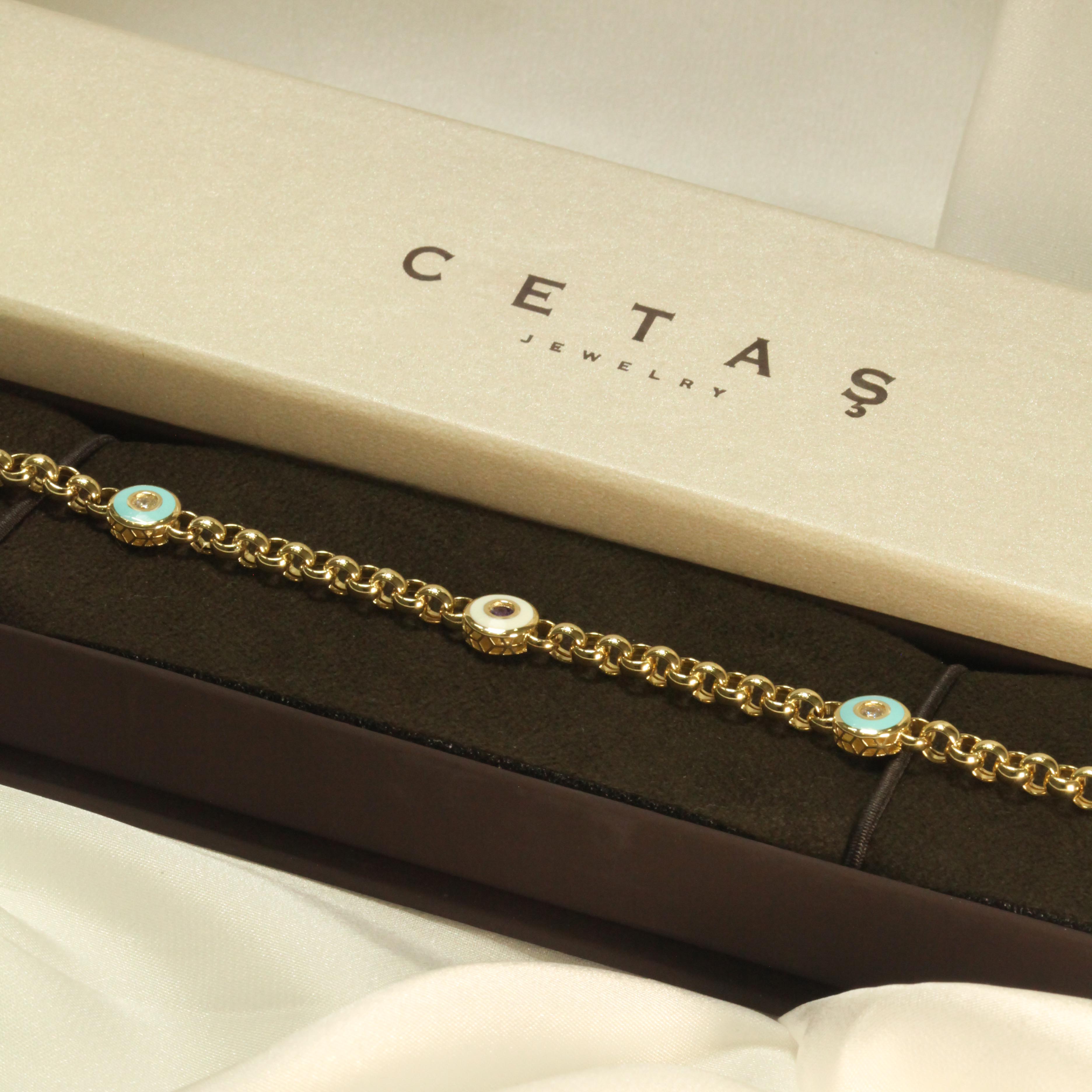 14 Ayar Cetaş Nazar Figürlü Fortuna Koleksiyonu Bileklik