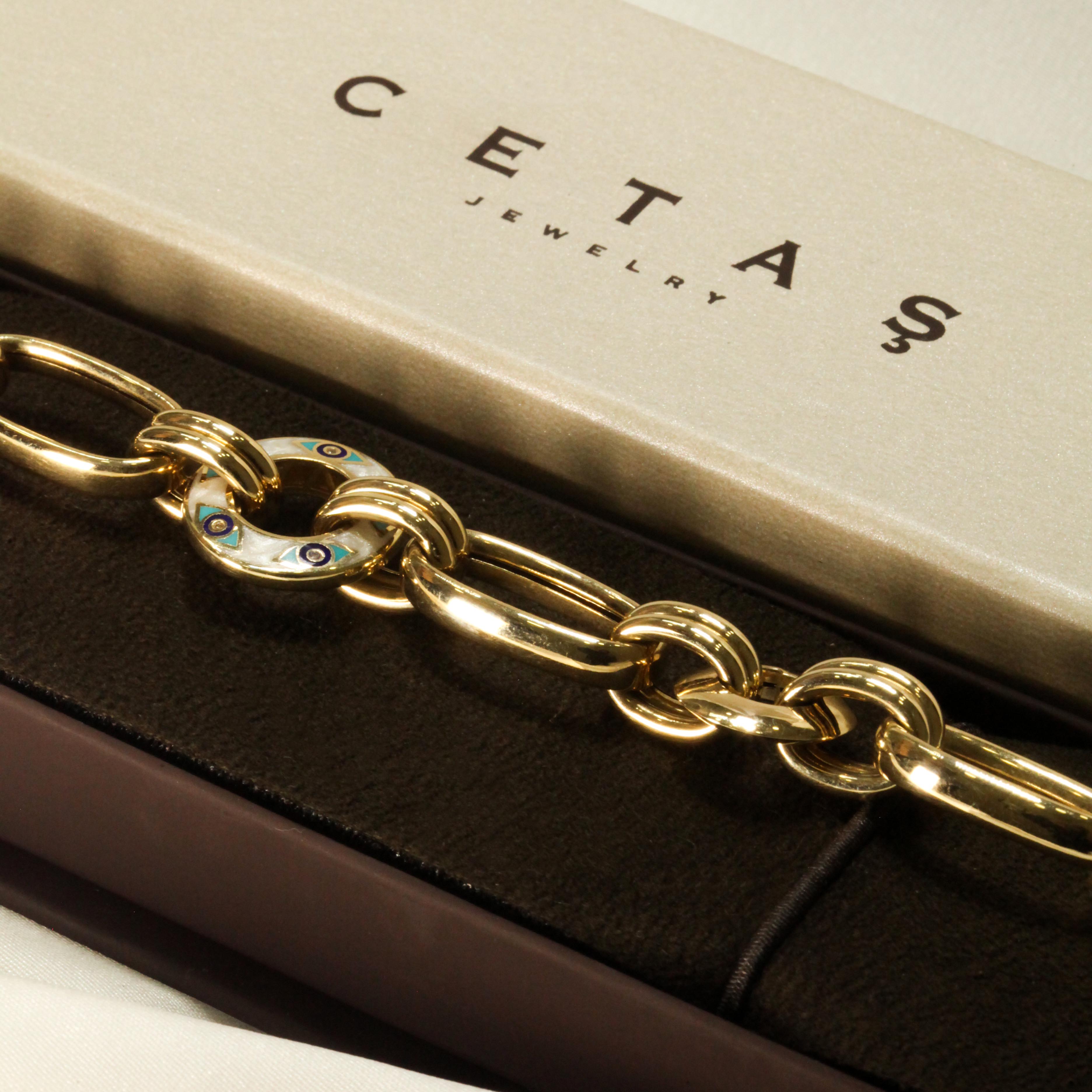 14 Ayar Cetaş Nazar Figürlü Fortuna Koleksiyonu Bileklik