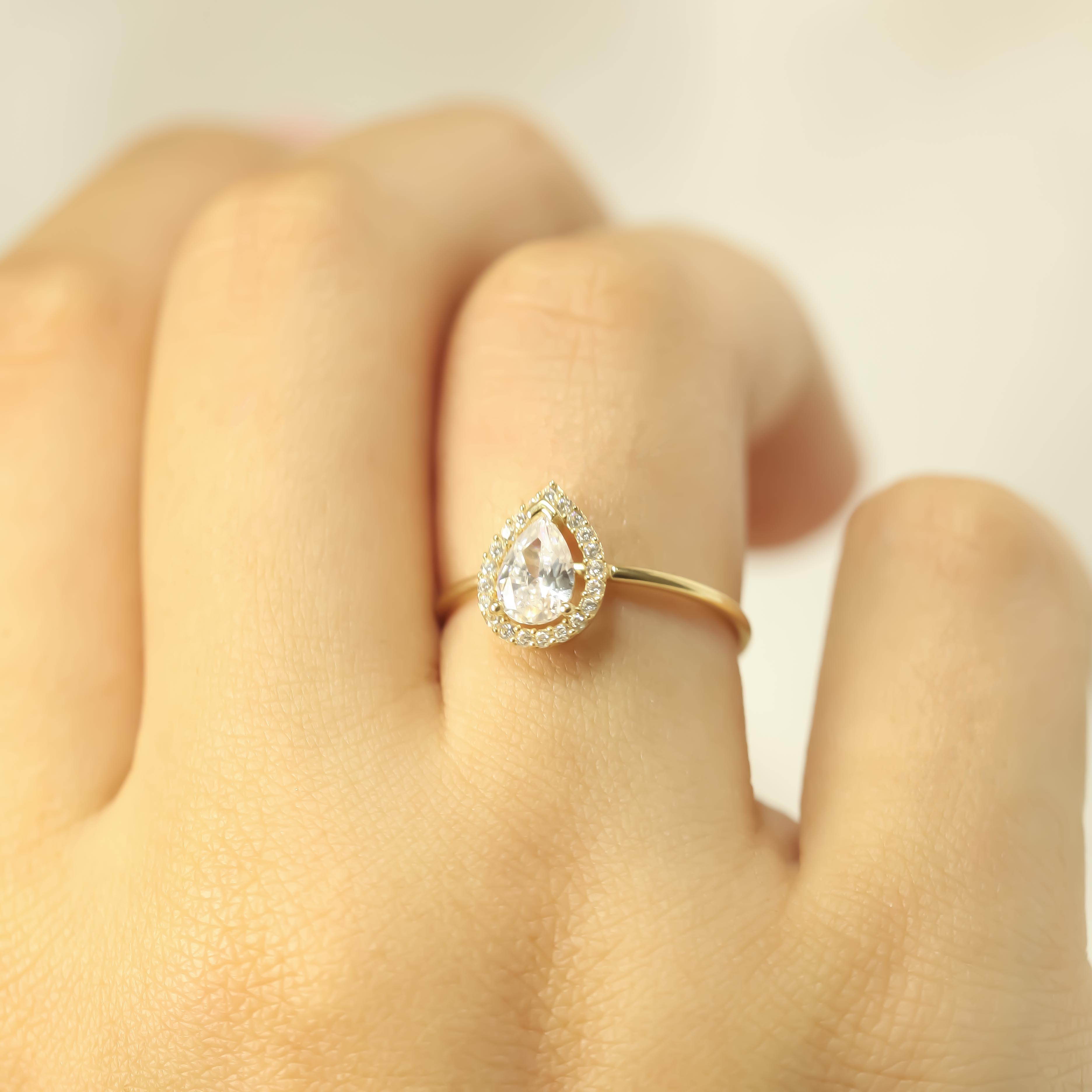 14 Ayar Damla Baget Yüzük