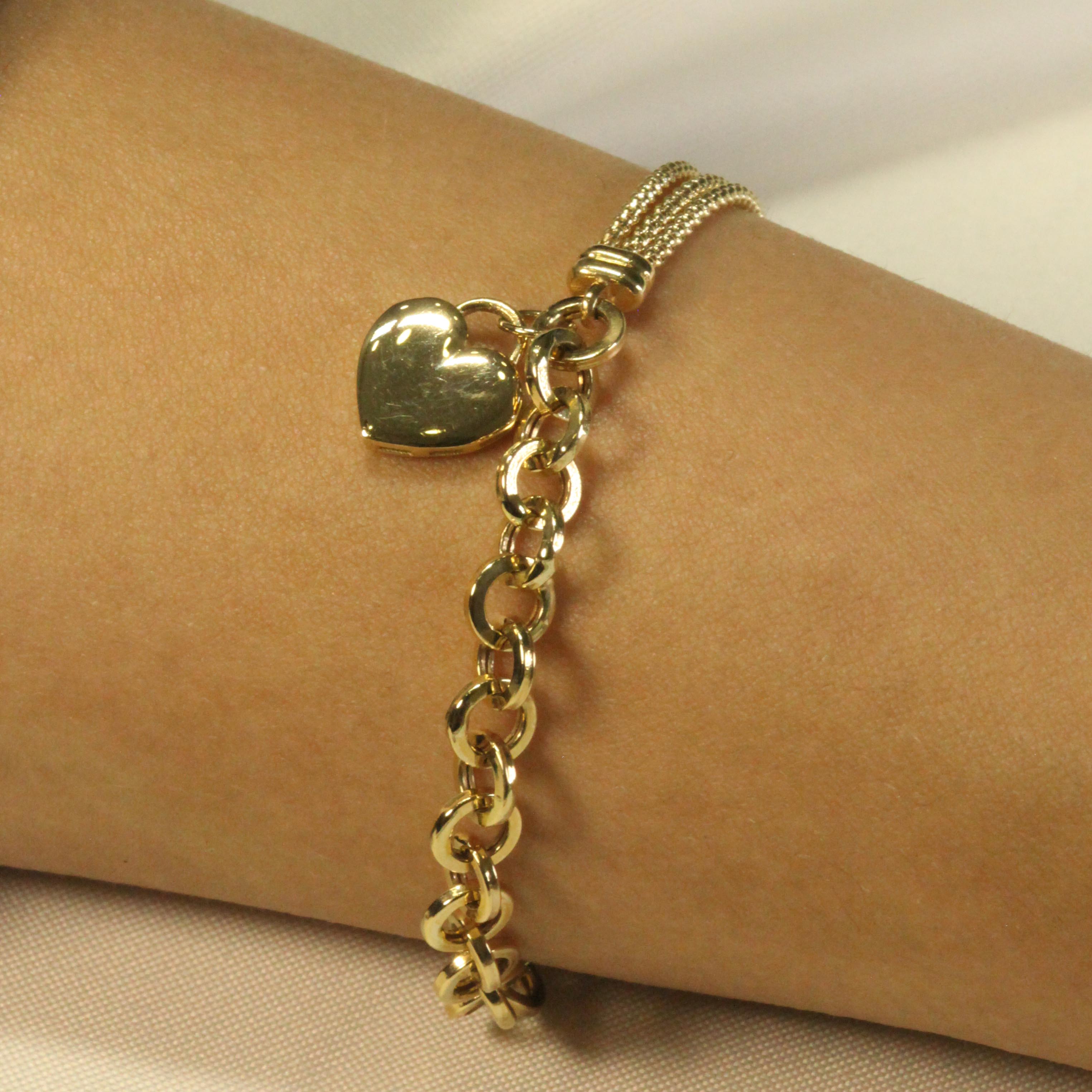 14 AYAR İÇİ DOLU KALP CHARMLI BİLEKLİK