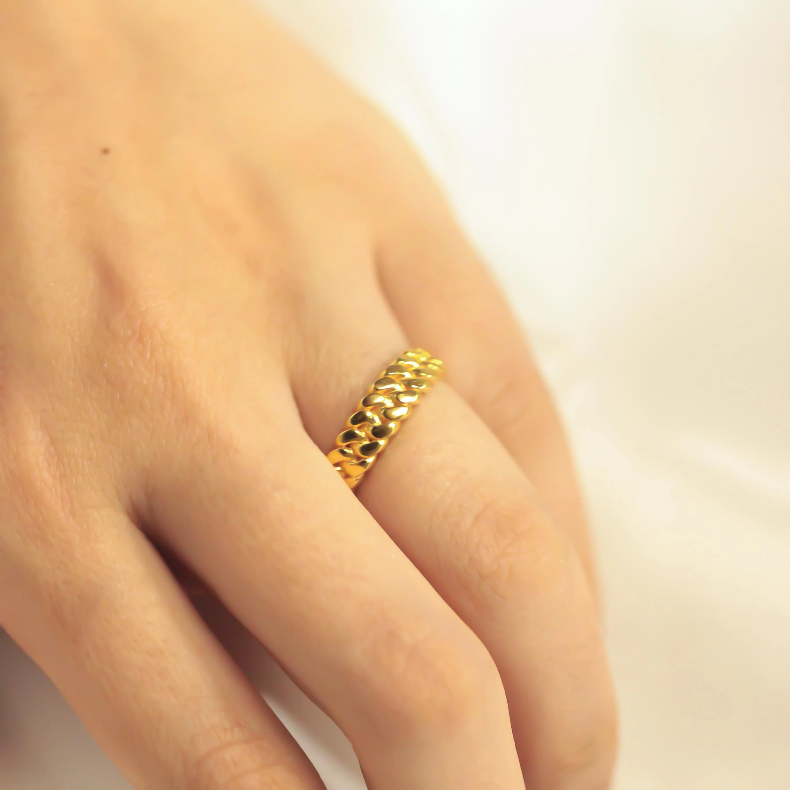 22 Ayar El Örgüsü İşlemeli Altın Fantezi Yüzük