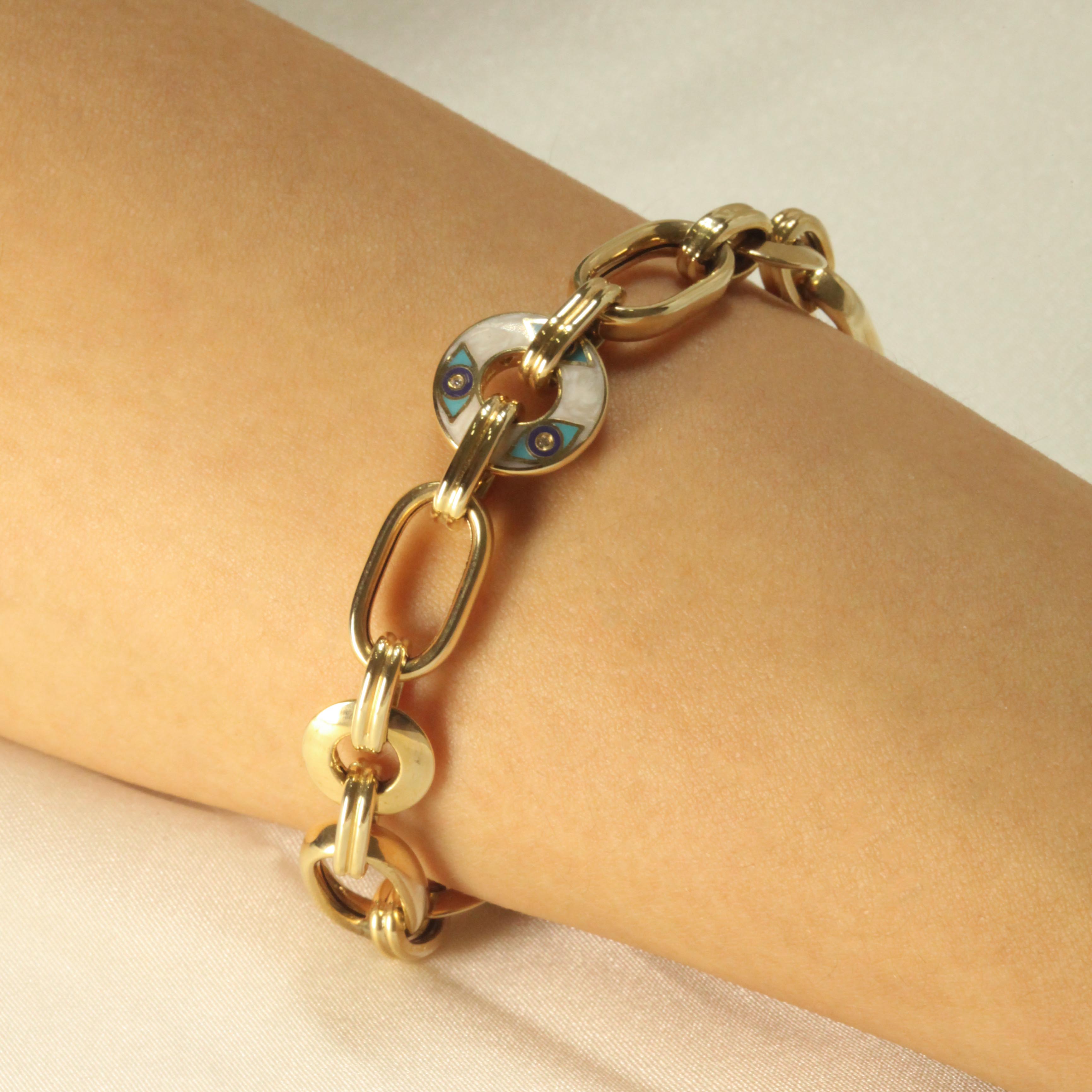 14 Ayar Cetaş Nazar Figürlü Fortuna Koleksiyonu Bileklik