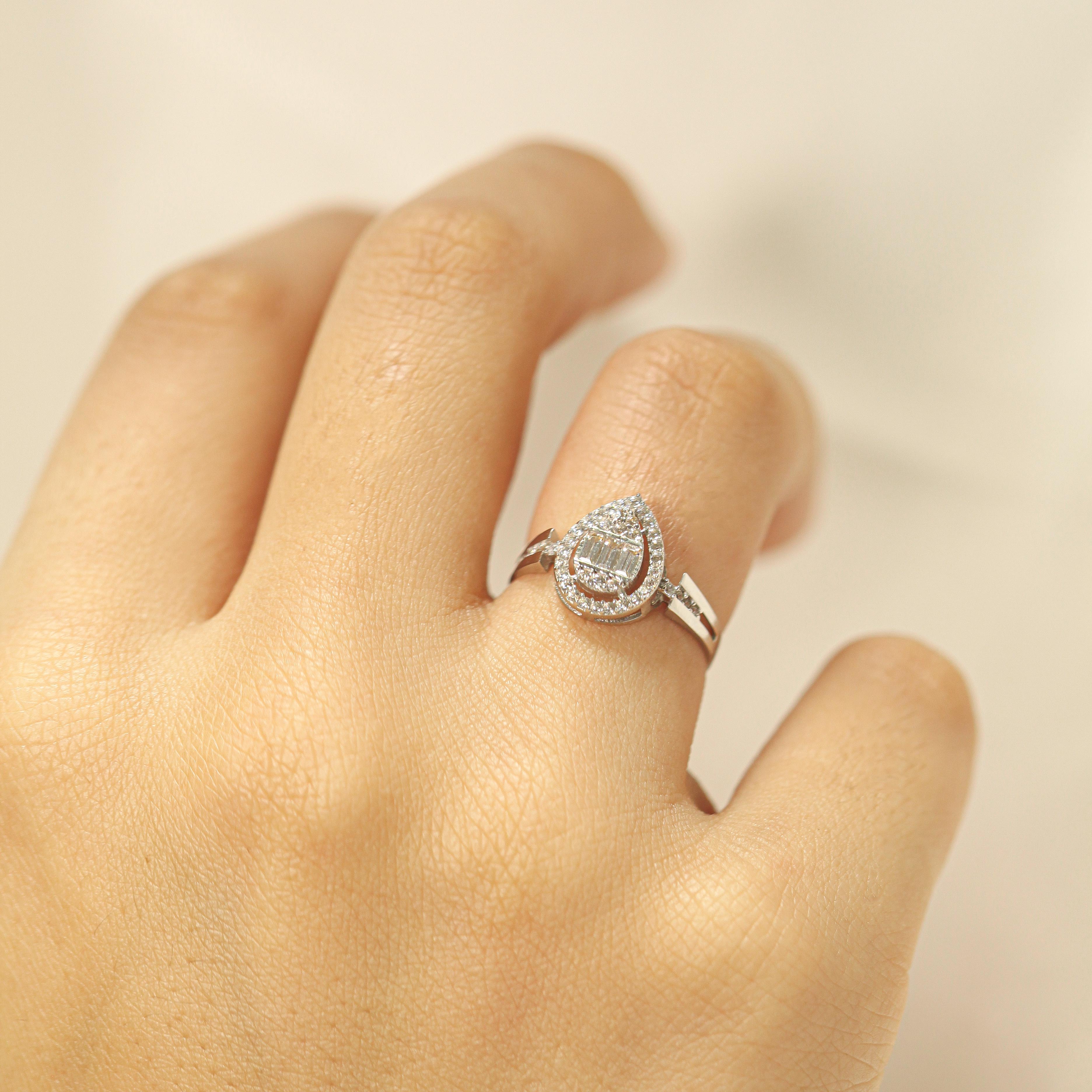 14 Ayar Damla Baget Yüzük