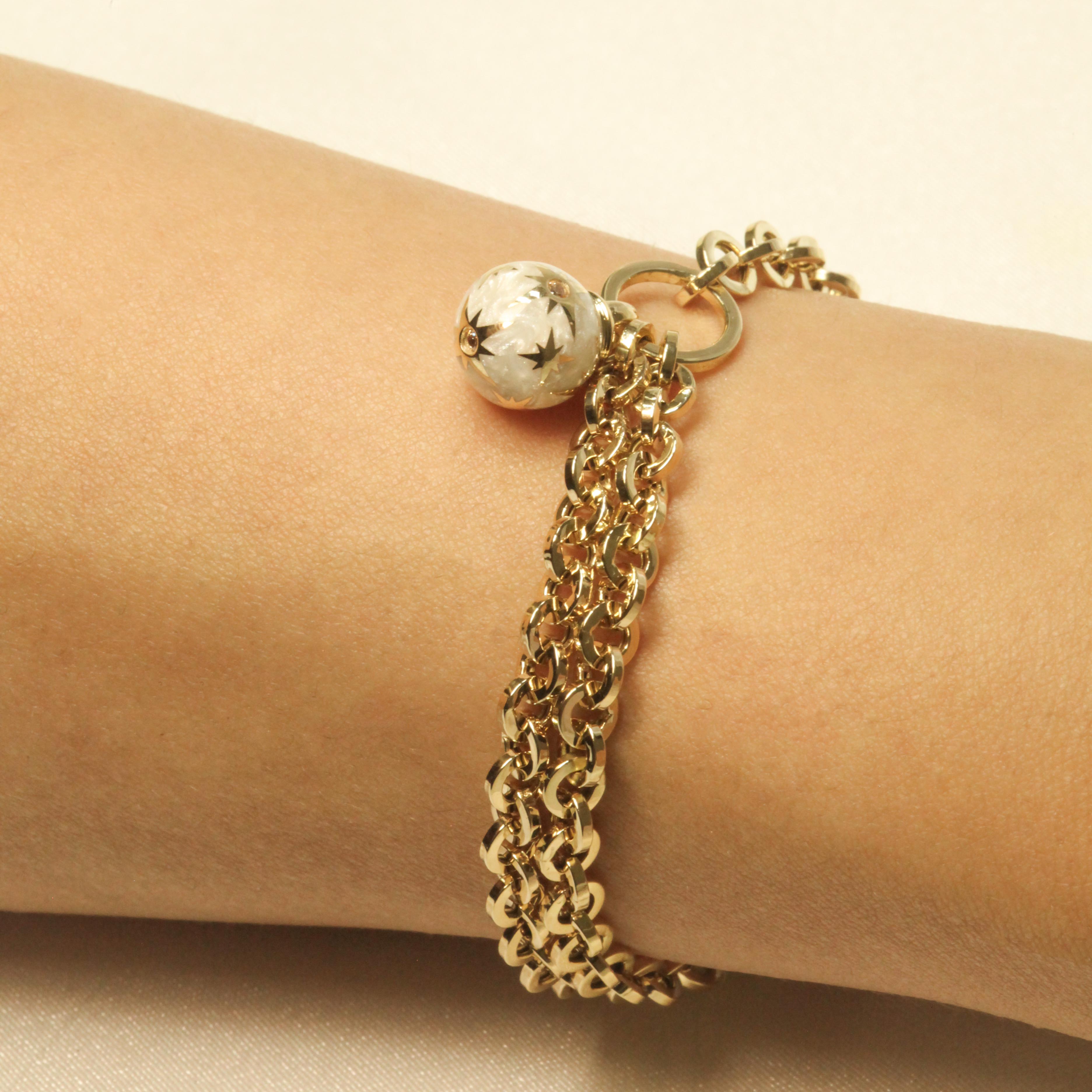 14 Ayar Cetaş Sole Koleksiyonu Kutup Yıldızı Beyaz Sedefli Bileklik