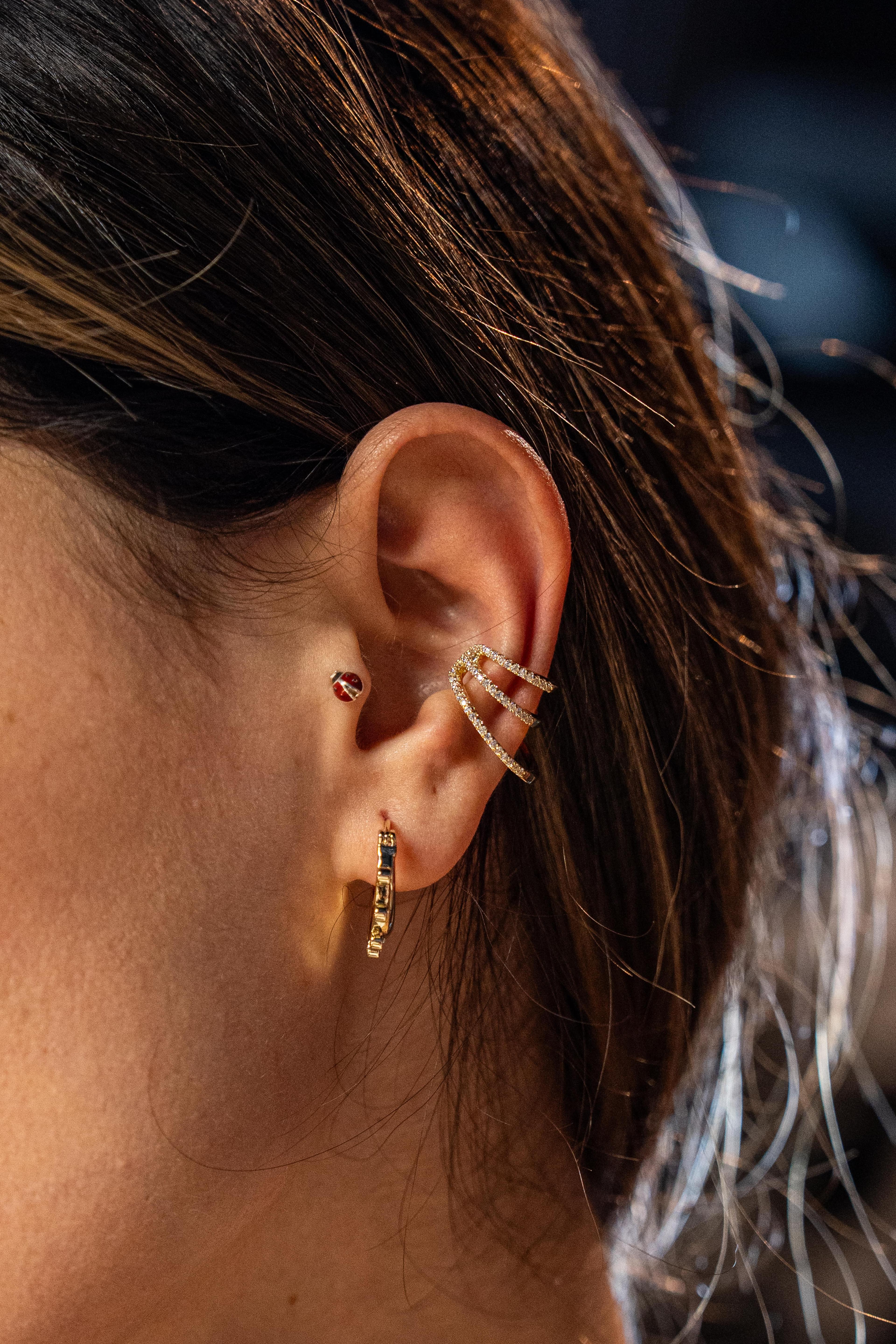 Taşlı Ear Cuff Küpe
