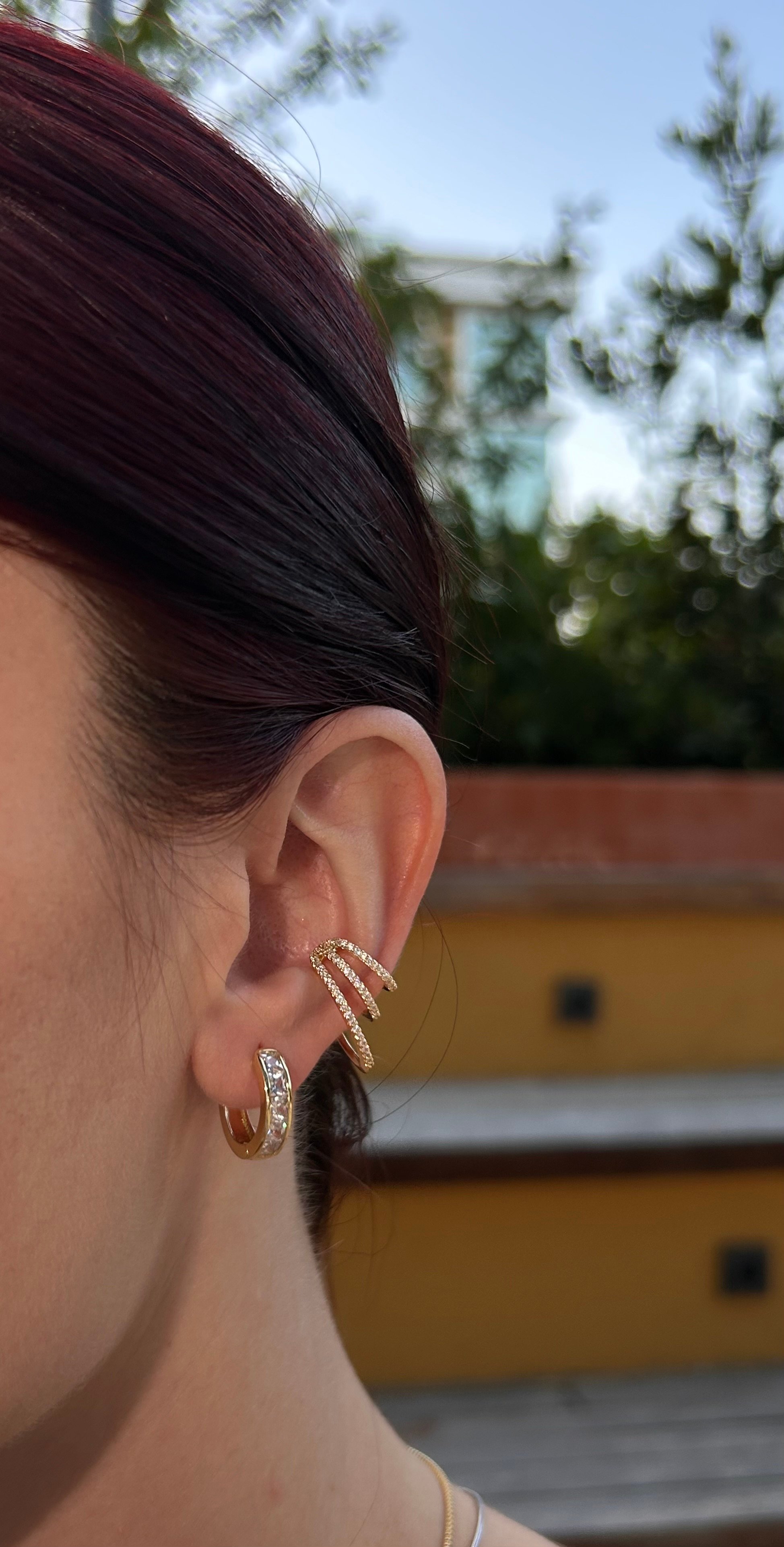 Taşlı Ear Cuff Küpe