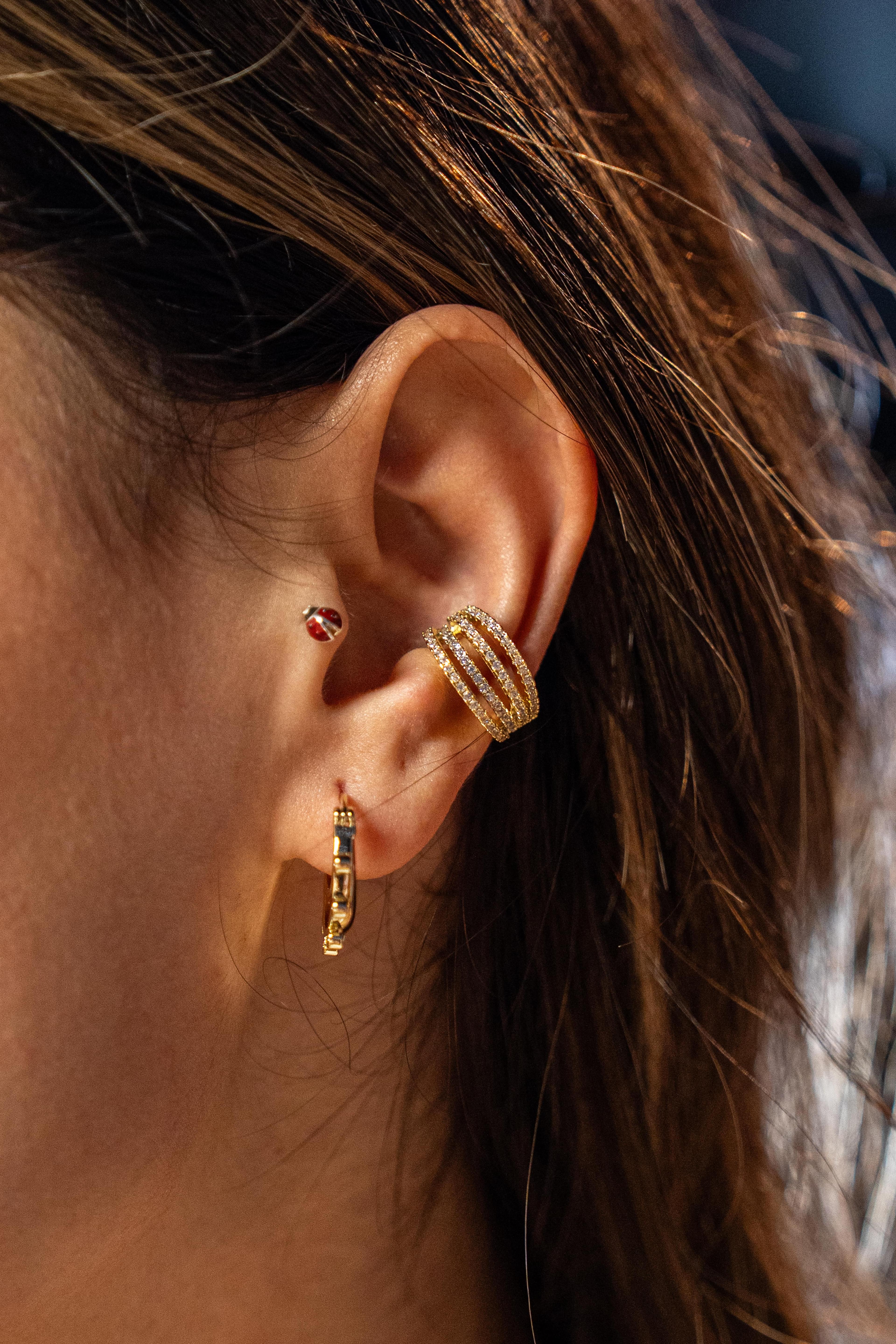 Taşlı Ear Cuff Küpe