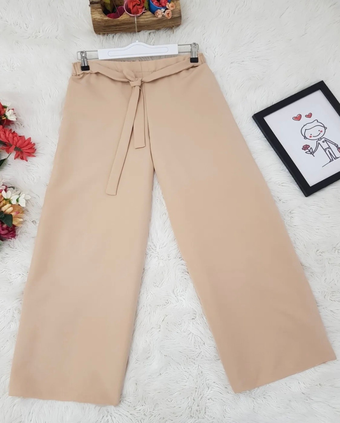 KADIN BAĞCIKLI BELİ LASTİKLİ BOL PAÇA PANTOLON