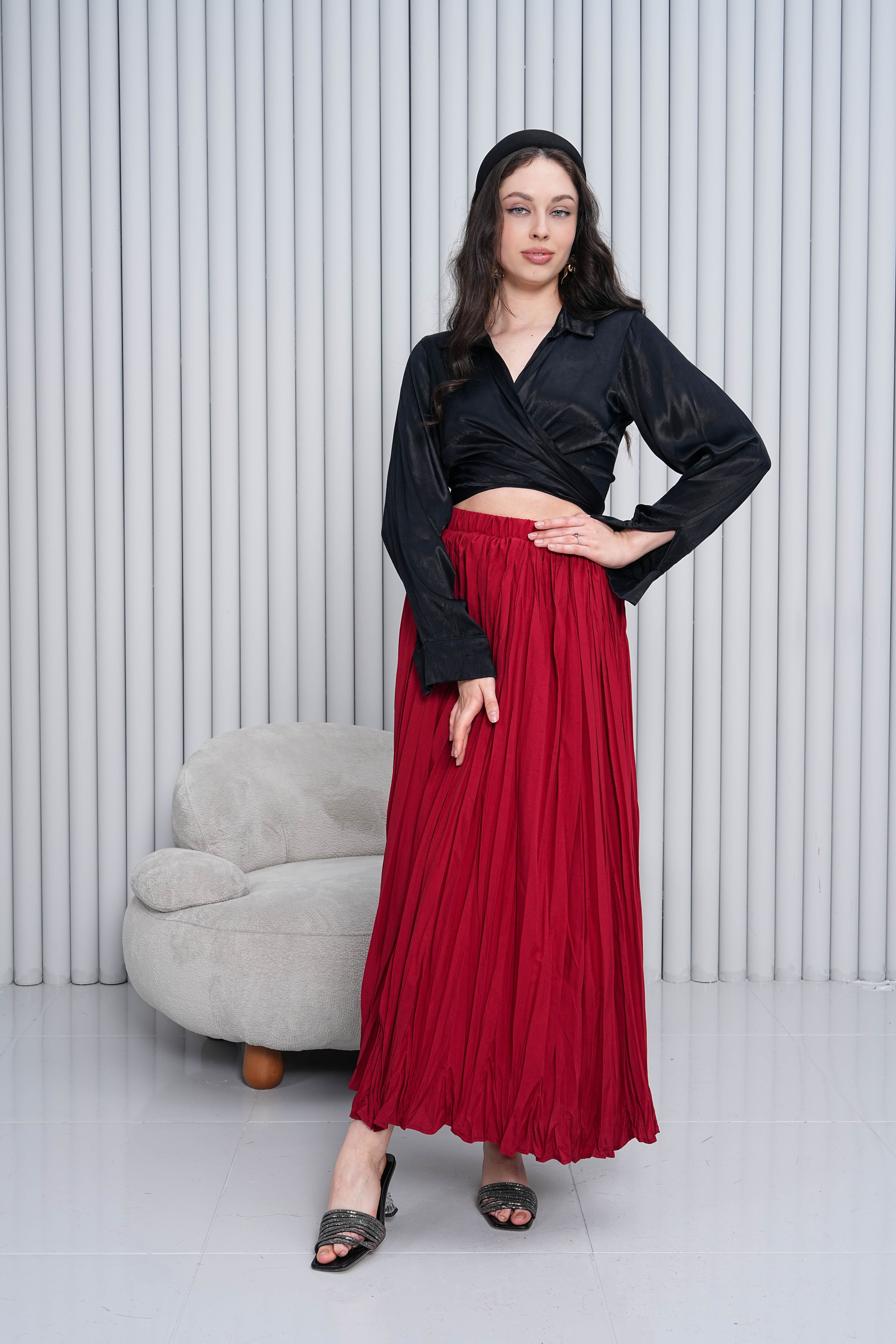  KADIN BELİ LASTİKLİ ASTARLI MAXİ BOY KRAŞ ETEK 