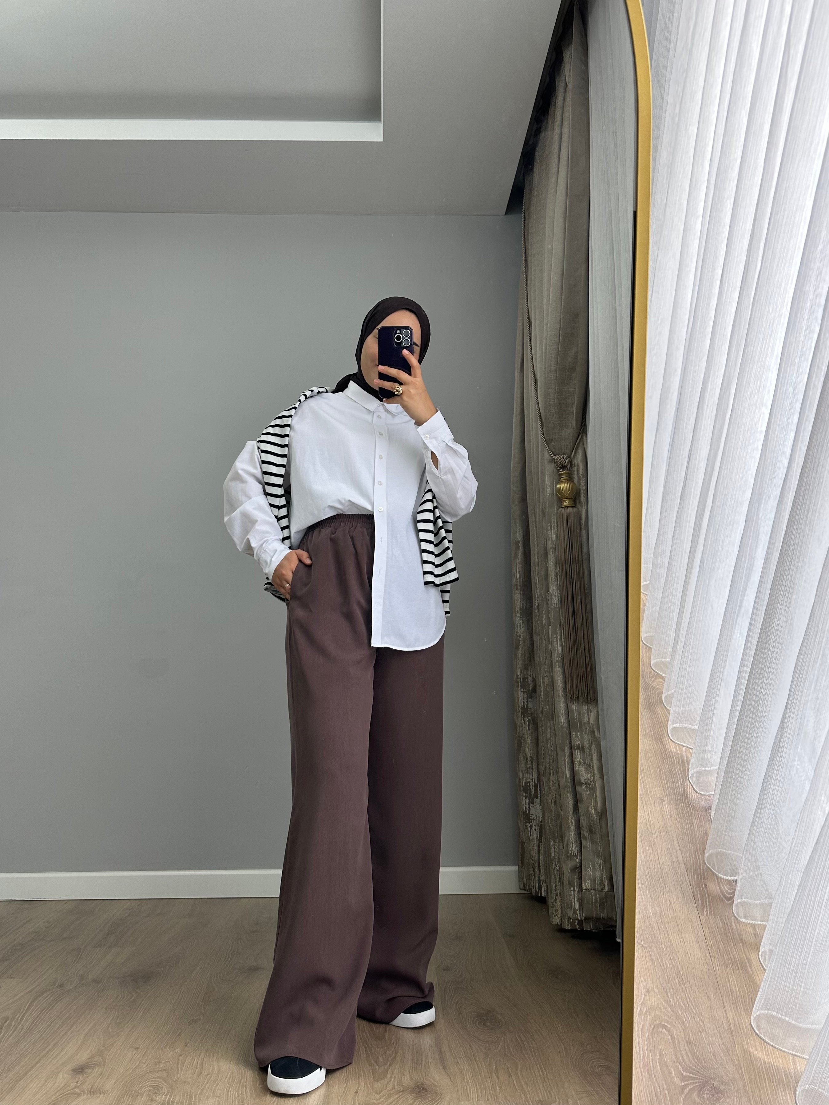 STRADİVARİUS MARKA PREMİUM GABARDİN BELİ LASTİKLİ PANTOLON