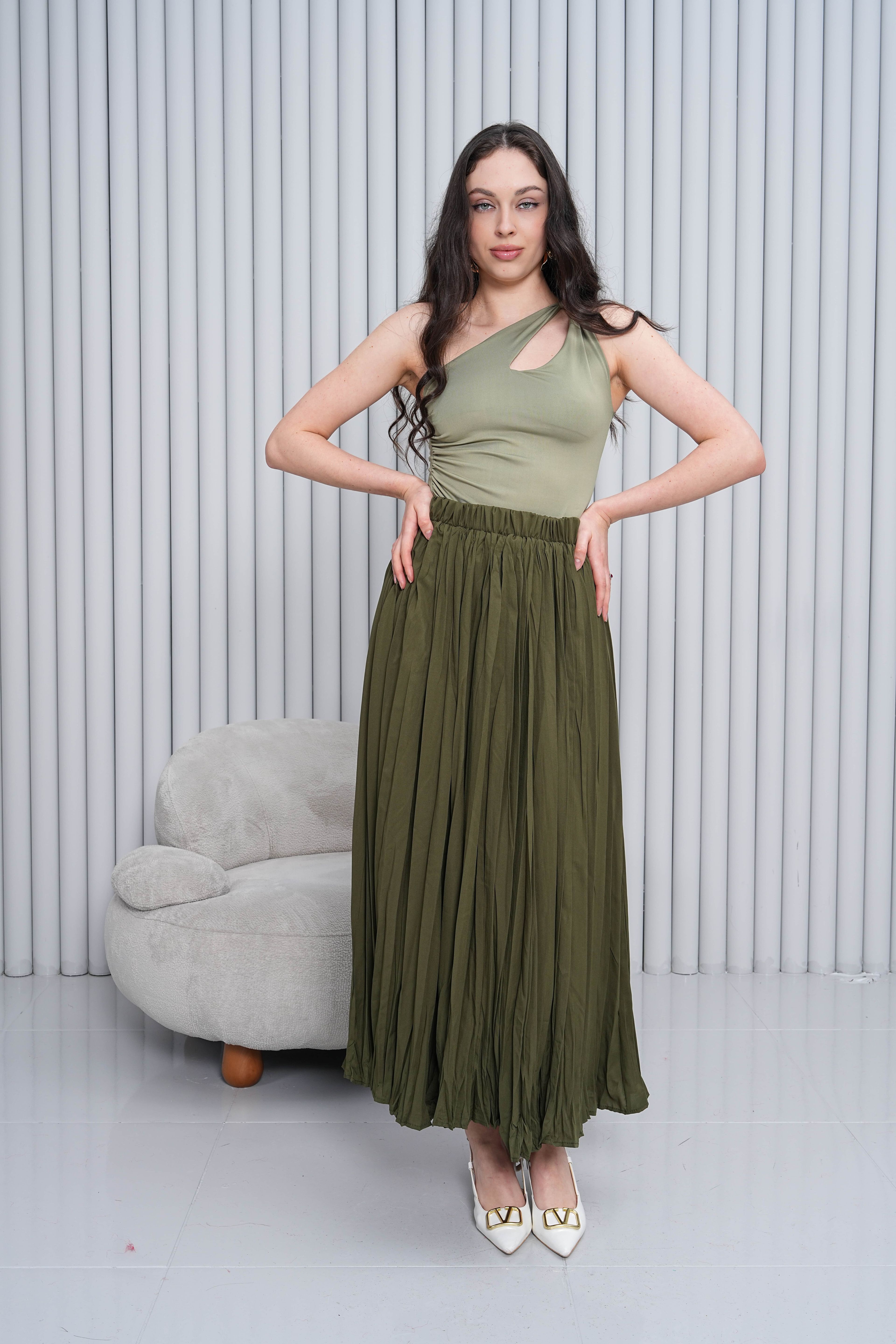  KADIN BELİ LASTİKLİ ASTARLI MAXİ BOY KRAŞ ETEK 