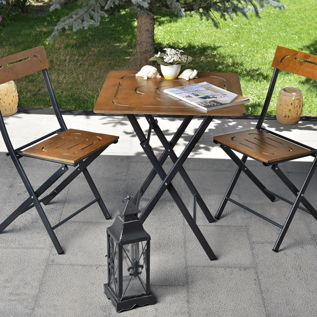 Ceviz Göbekli Bistro Set