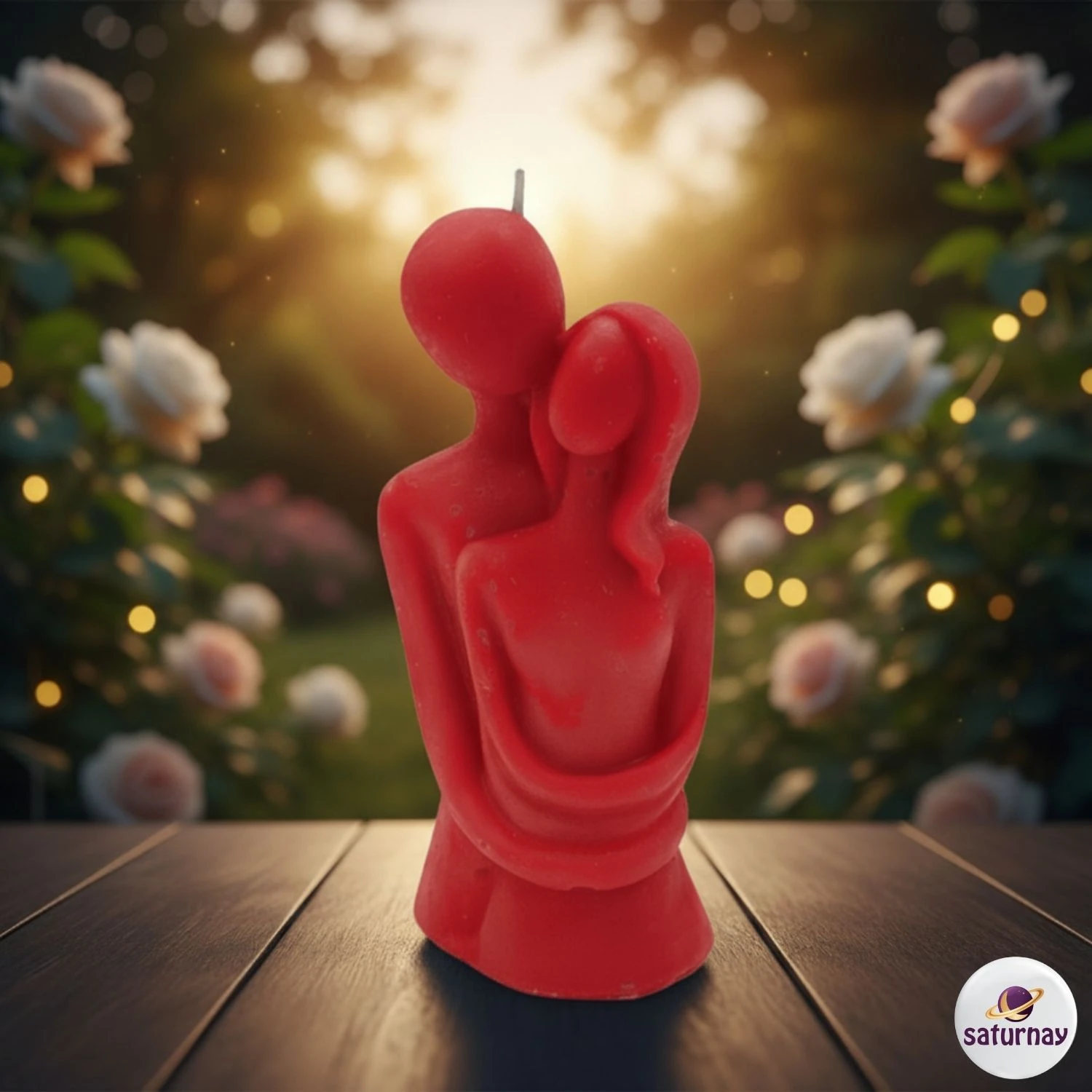 Sarılan Çift Figürlü Renkli Kokulu Dekoratif Soya Parafin Mum Hediye