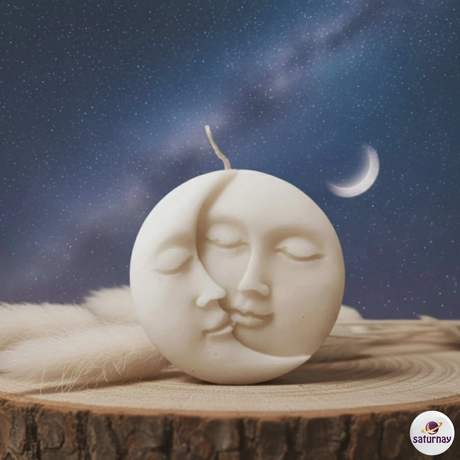 Ay&Güneş Figürlü Renkli Kokulu Dekoratif Soya Parafin Mum Hediye