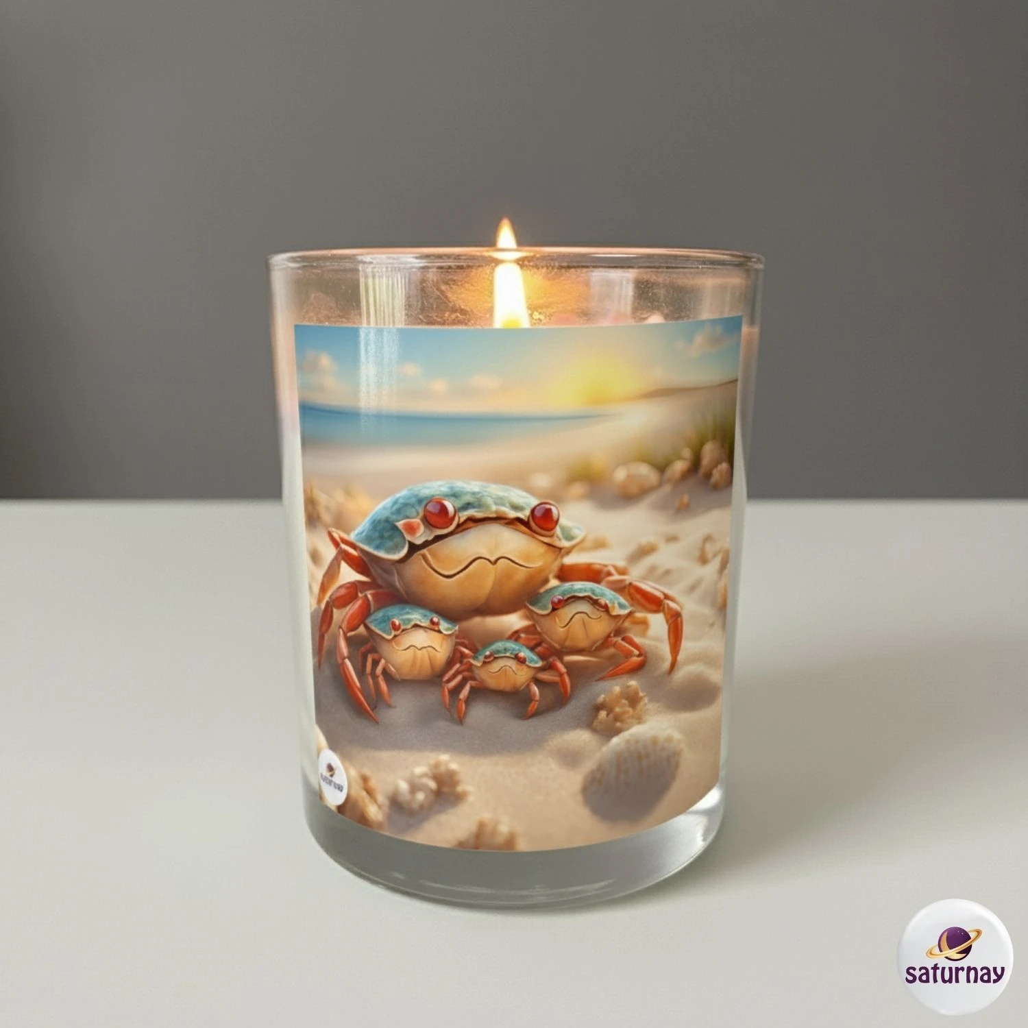 Astroloji Temalı Cam Bardak Mum Renkli Kokulu Dekoratif Soya Parafin Mum Hediye - Yengeç