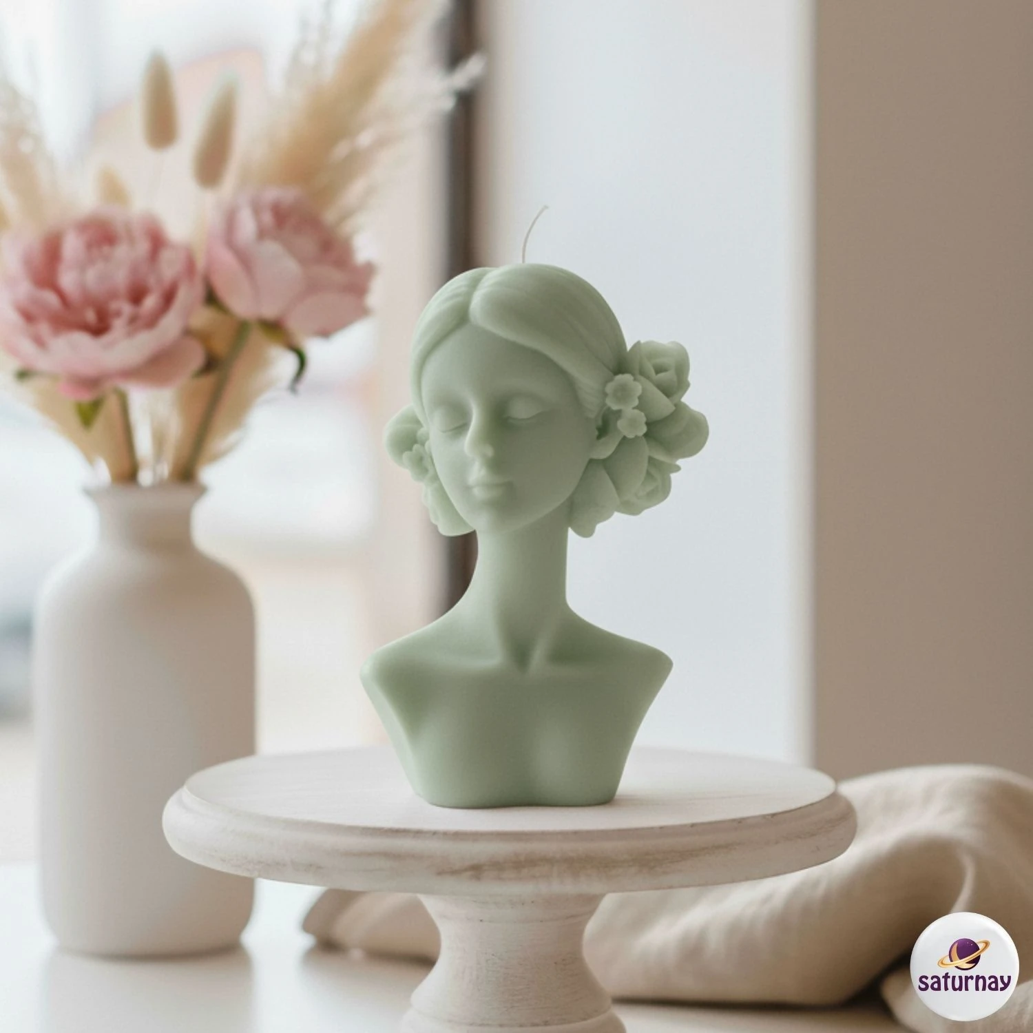 Kadın Büst Figürlü Renkli Kokulu Dekoratif Soya Parafin Mum Hediye